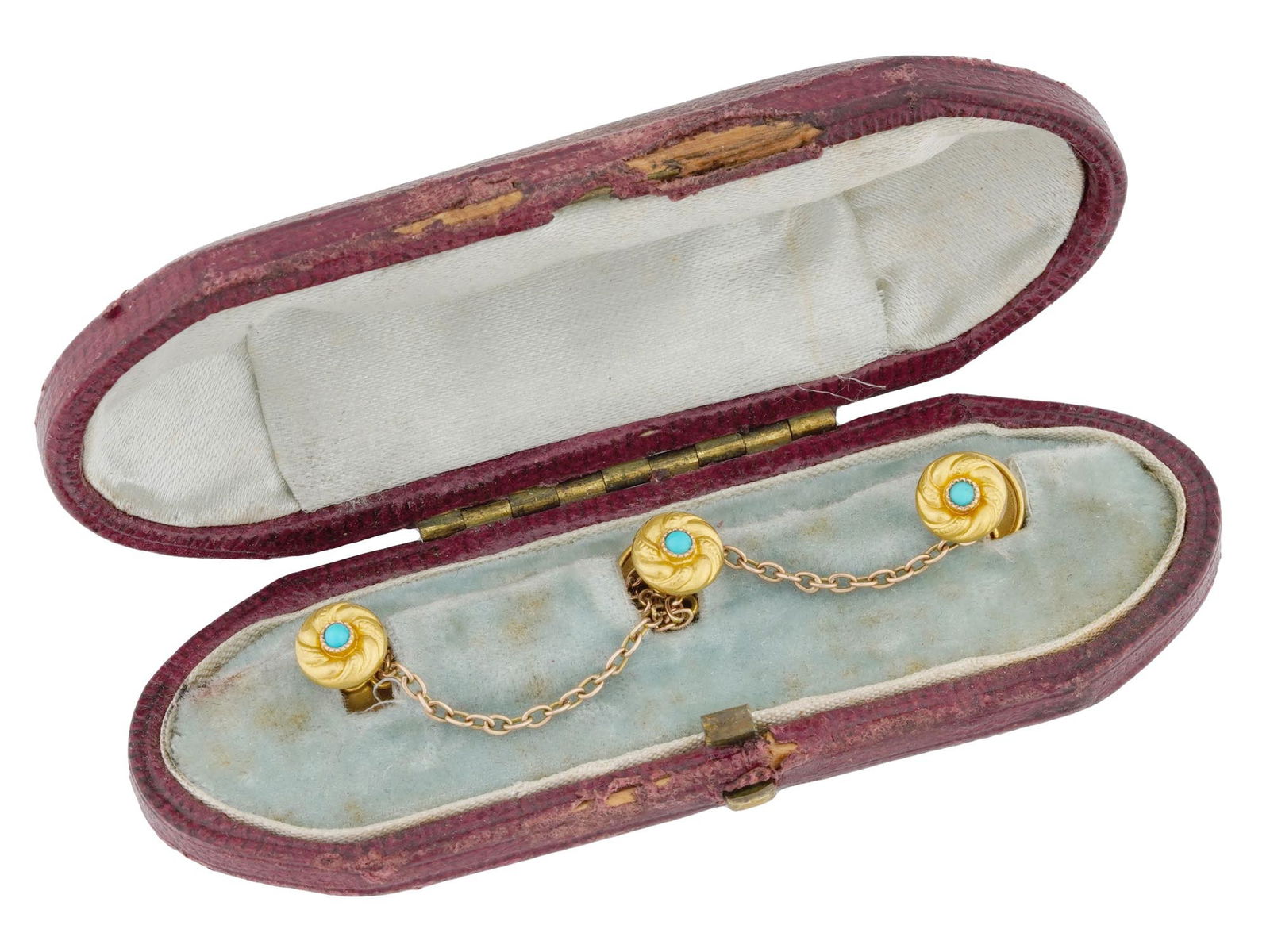 VINTAGE 22K YELLOW GOLD TURQUOISE COLLAR CHAIN PIN (1 of 4)