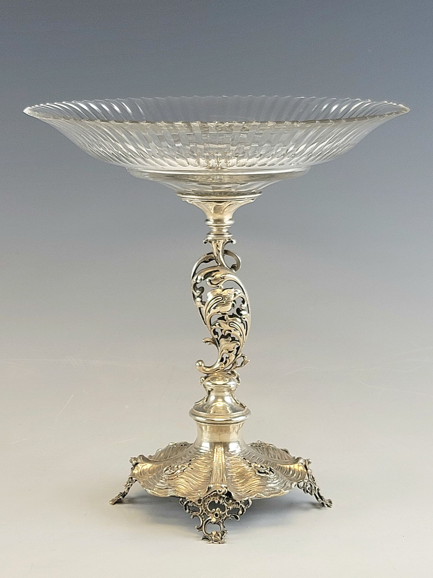 19TH CEN GERMAN ROCOCO 800 SILVER CRYSTAL TAZZA (1 of 7)