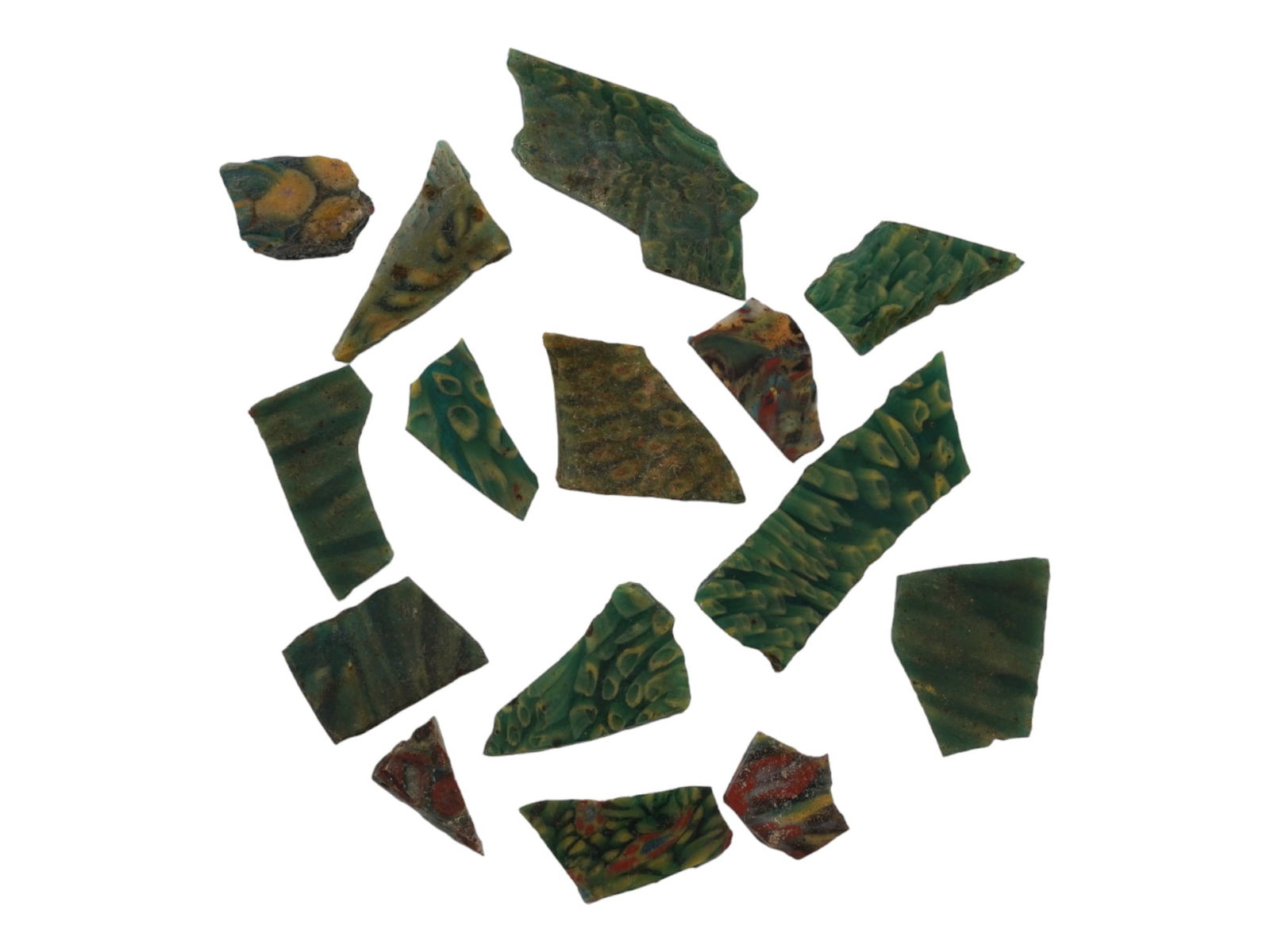 GROUP OF ANCIENT MILLEFIORI ROMAN GLASS FRAGMENTS (1 of 8)