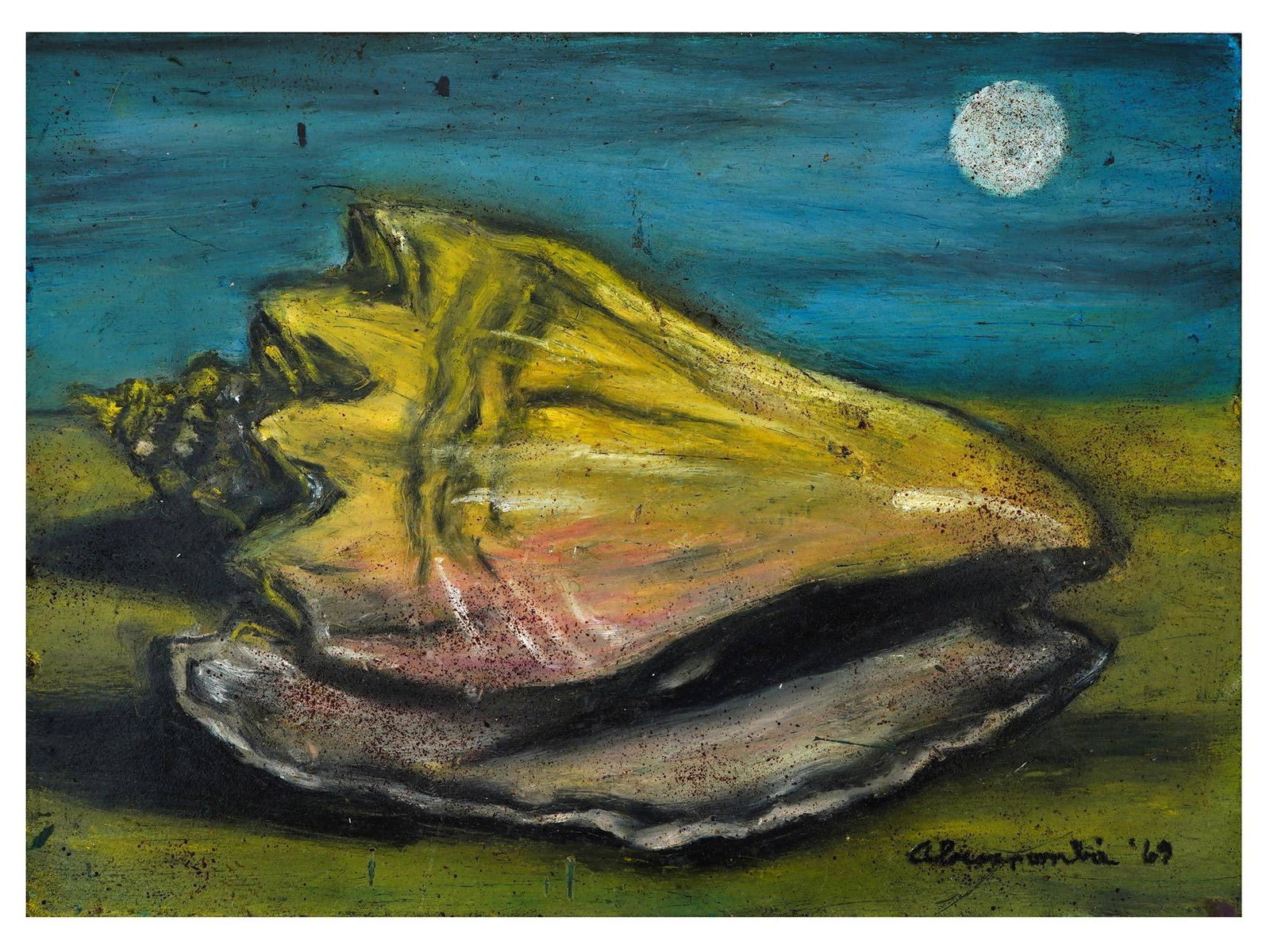 G ABERCROMBIE SHELL BY THE OCEAN OIL PAINTING (1 of 5)