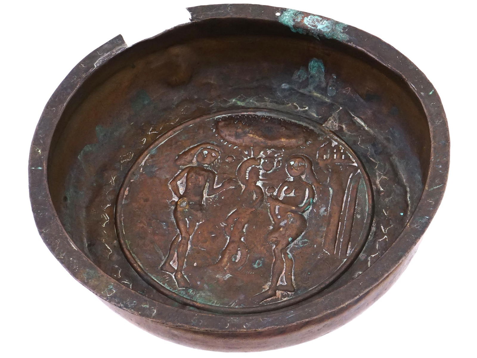 ANTIQUE EUROPEAN CHURCH BEGGAR BOWL ADAM AND EVE (1 of 5)