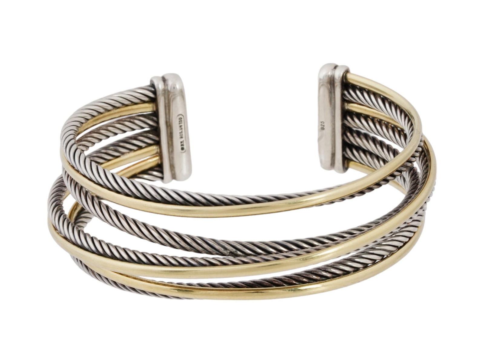 DAVID YURMAN 18K GOLD STERLING CROSSOVER CUFF BRACELET (1 of 6)