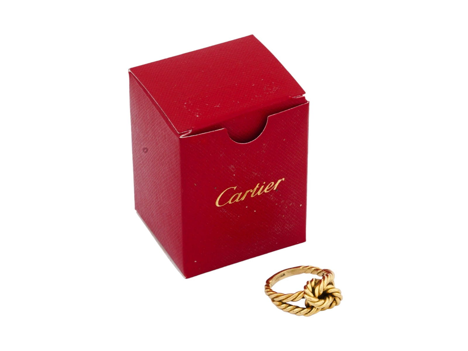 VINTAGE CARTIER 18K YELLOW GOLD ROPE KNOT RING IOB (1 of 7)