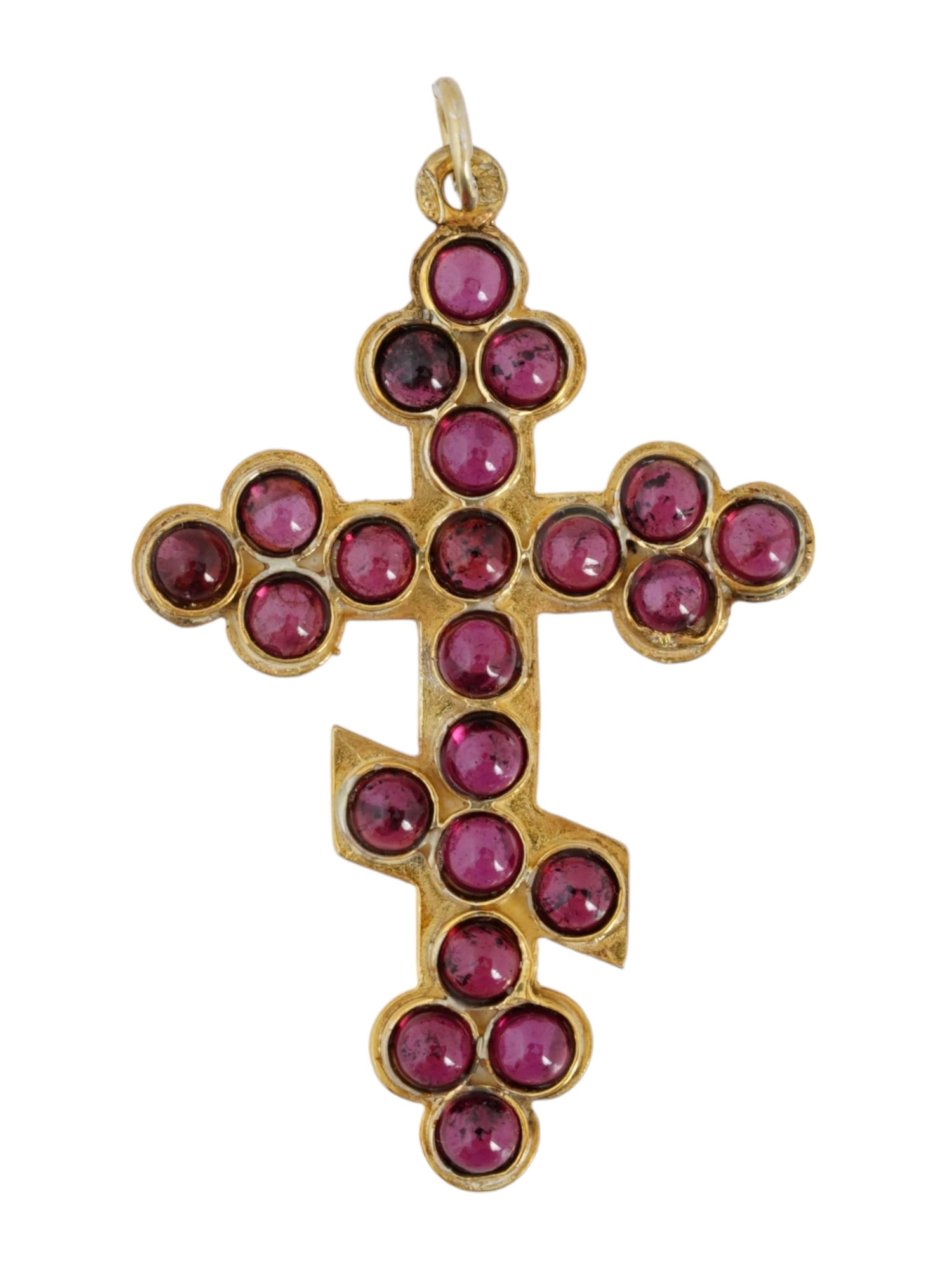RUSSIAN 88 GILT SILVER GARNET STONE CROSS PENDANT (1 of 4)