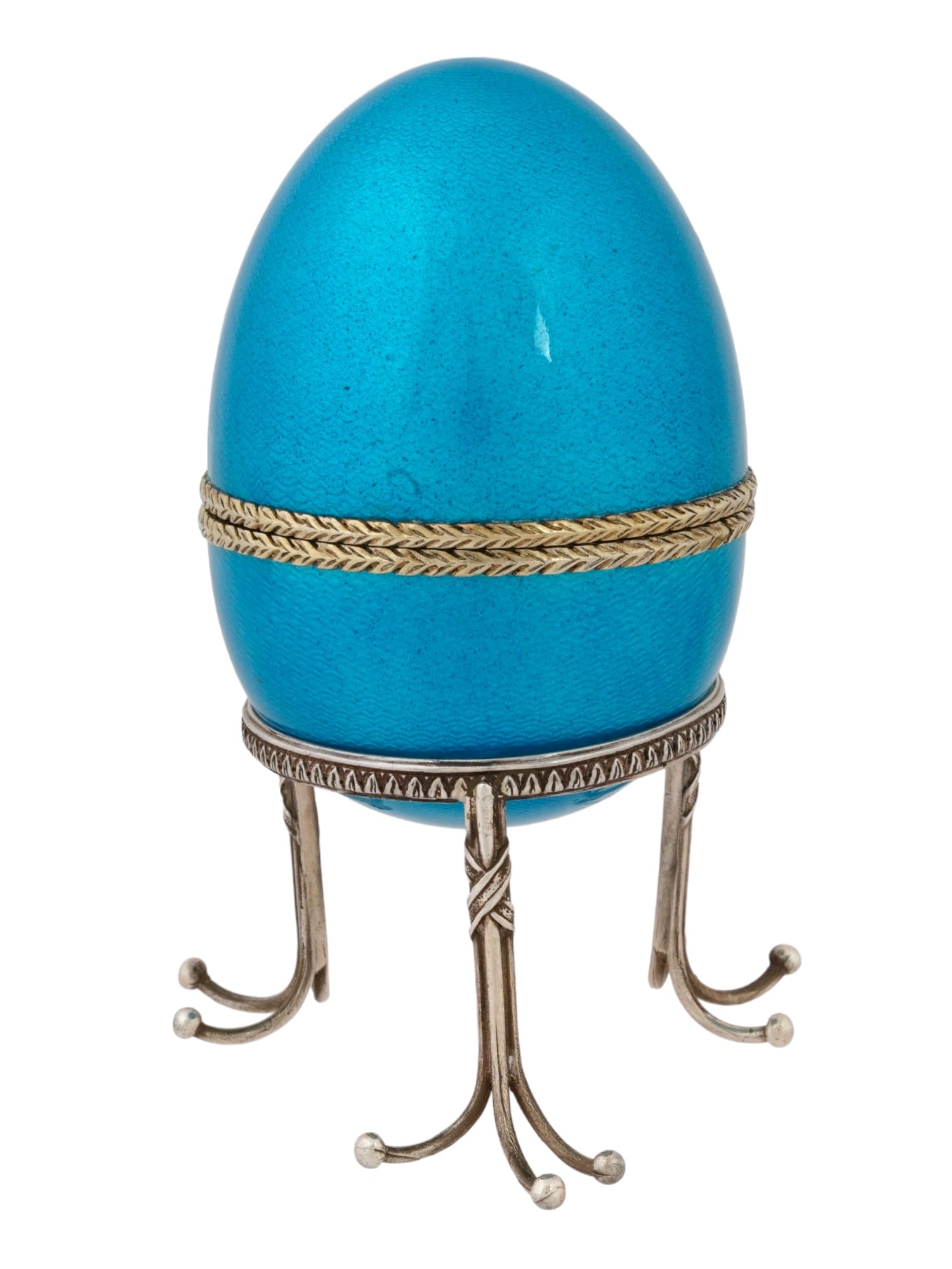 RUSSIAN 84 GILT SILVER GUILLOCHE ENAMEL EGG CASE (1 of 8)