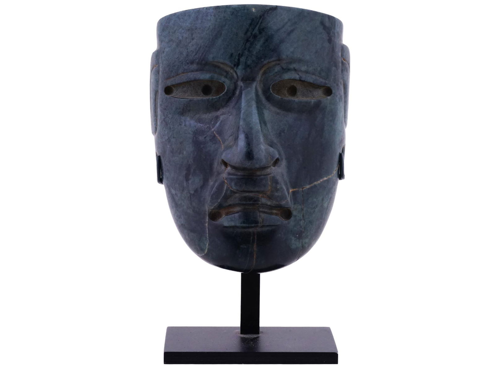 PRE COLUMBIAN AMERICA OLMEC MASK MADE OF DARK JADE (1 of 11)