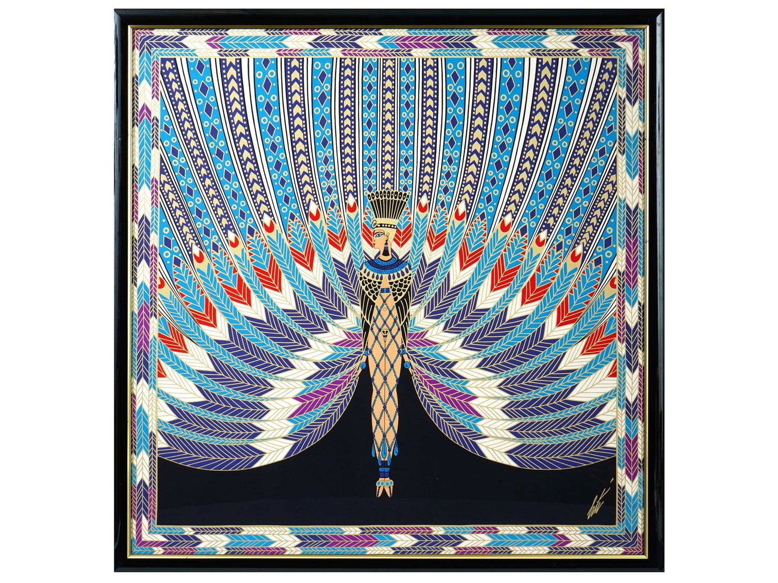 ART DECO FRENCH NILE SILK SCARF ART BY ERTE SIGNED (1 of 5)