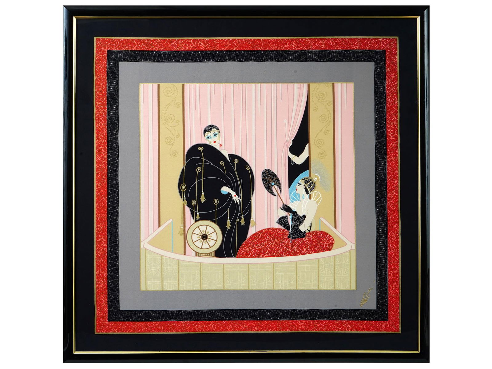 ART DECO FRENCH OPERA SILK SCARF ART BY ERTE SIGNED (1 of 4)