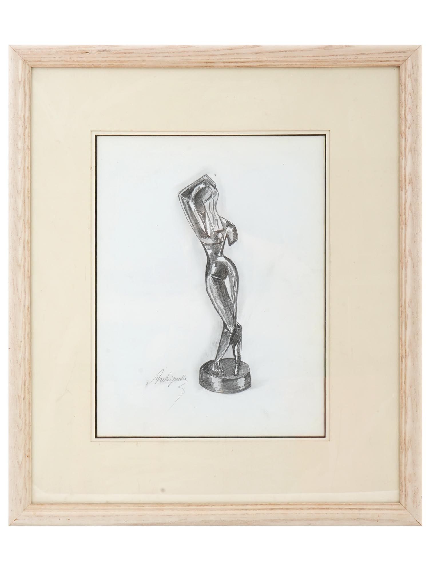 AMERICAN PENCIL DRAWING ATTR TO ALEXANDER ARCHIPENKO (1 of 4)