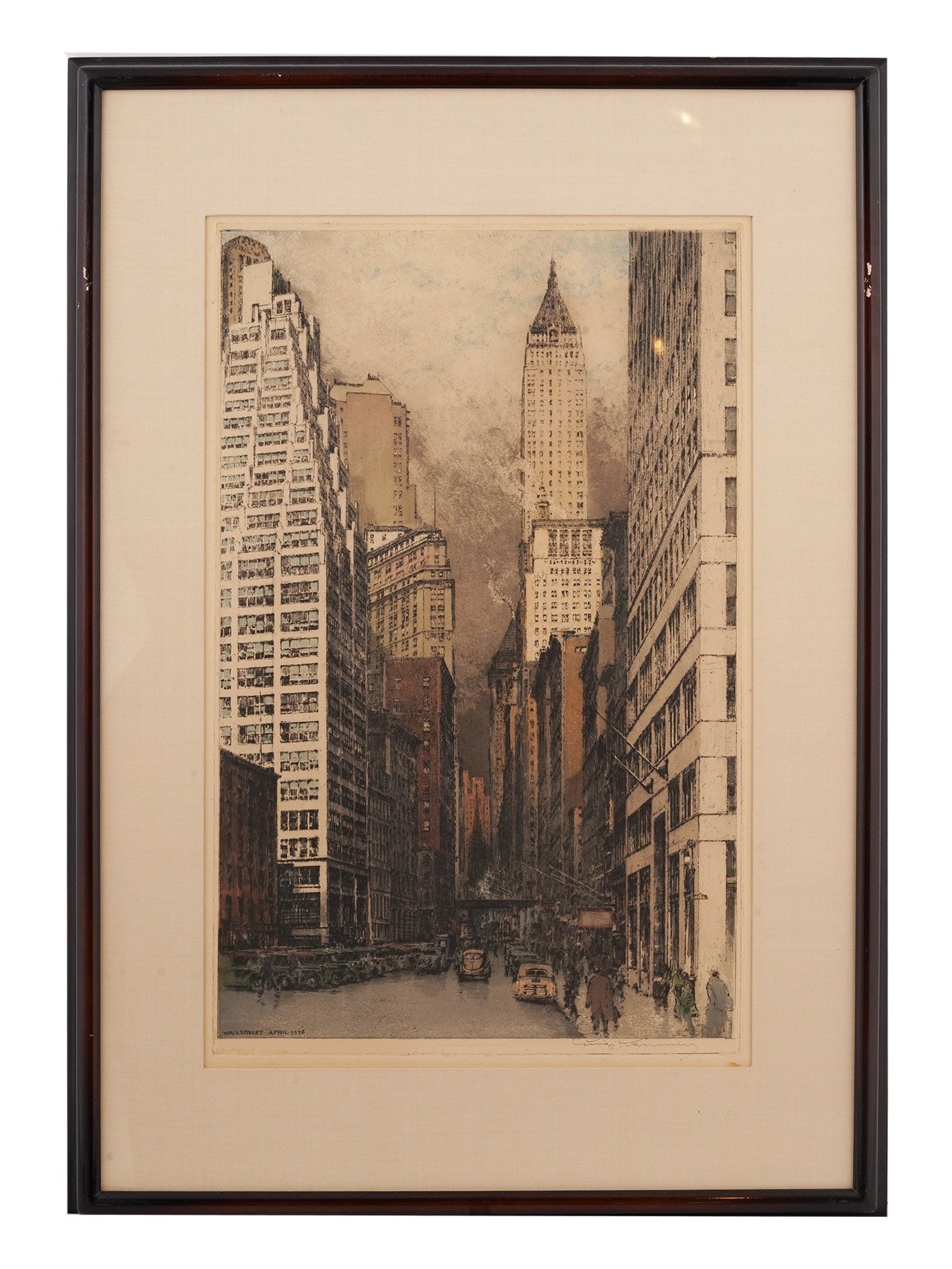 SIGNED ETCHING LUIGI KASIMIR WALLSTREET APRIL 1936 (1 of 7)