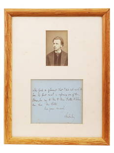 PHOTO AND LETTER OF VISCOUNT AMBERLEY W SIGNATURE: An antique 19th century photograph of Viscount Amberley and a letter in English signed by him. Matted and Framed. John Russell, Viscount Amberley, 1842 to 1876, was a British politician and writer. He