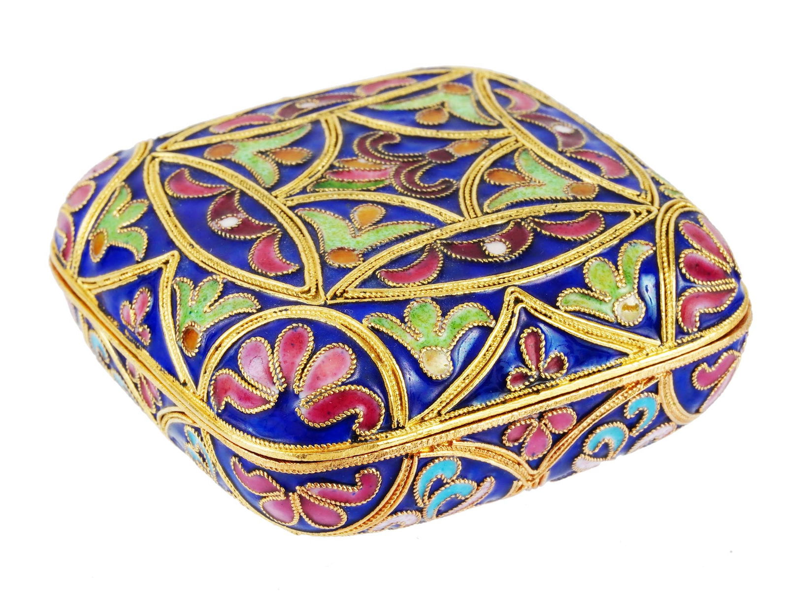 VINTAGE POLYCHROME CLOISONNE ENAMEL TRINKET BOX (1 of 7)