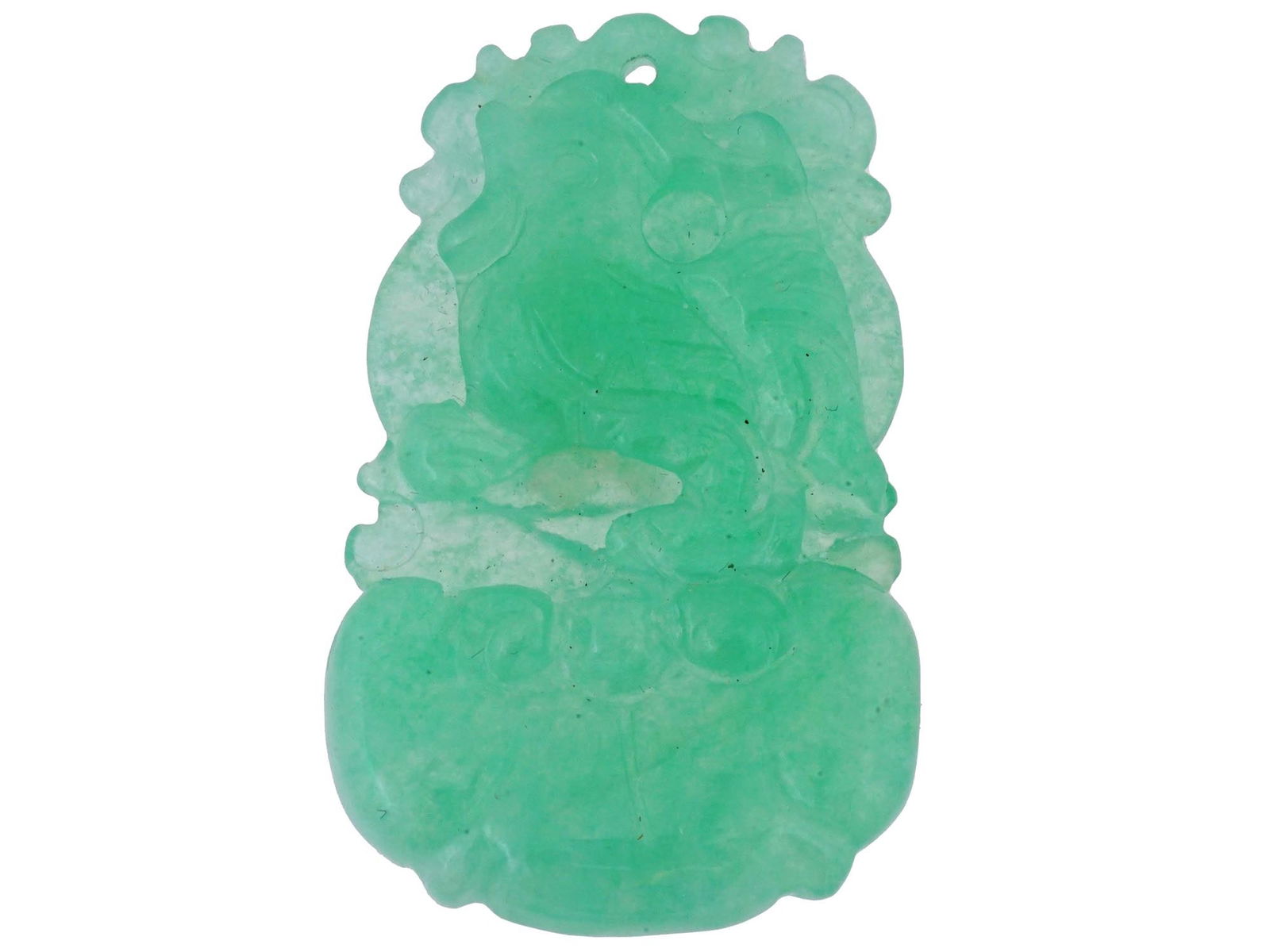 CHINESE QILIN HAND CARVED JADE AMULET PENDANT SLAB (1 of 6)