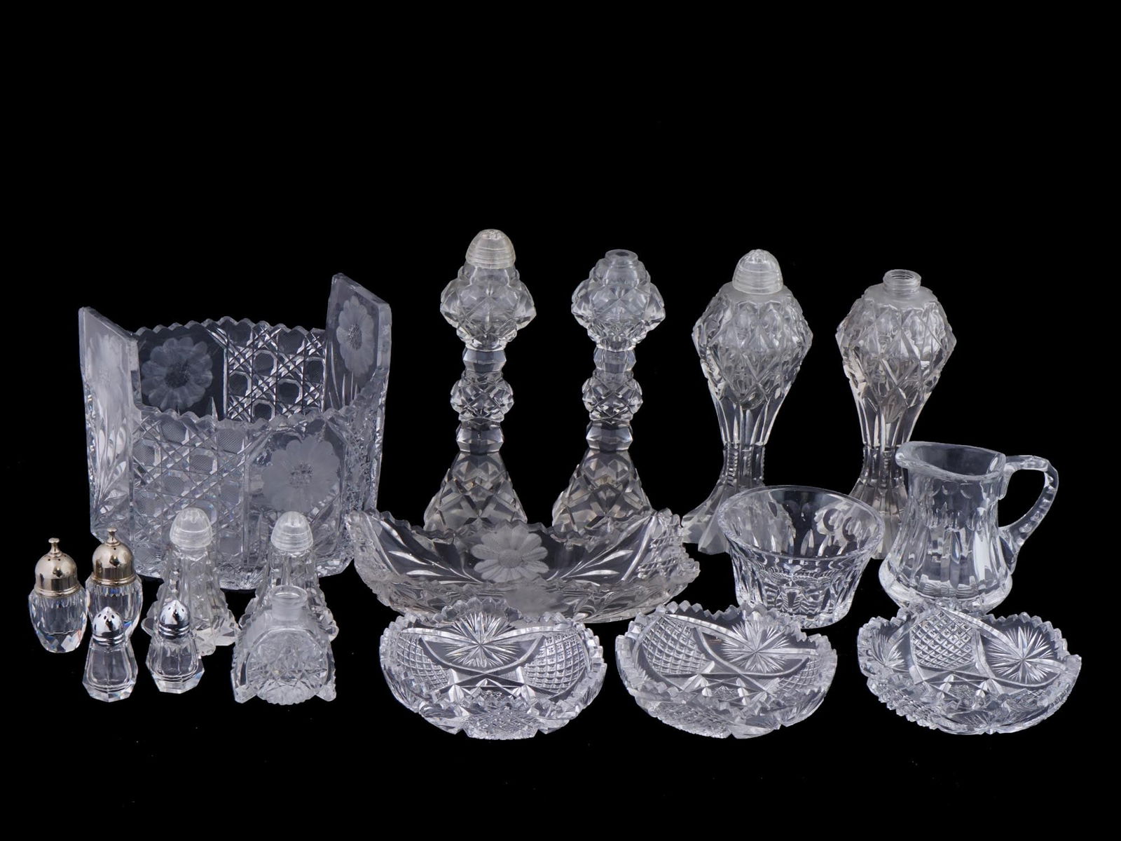 VINTAGE CUT CRYSTAL DINNERWARE AND SALT SHAKERS (1 of 9)
