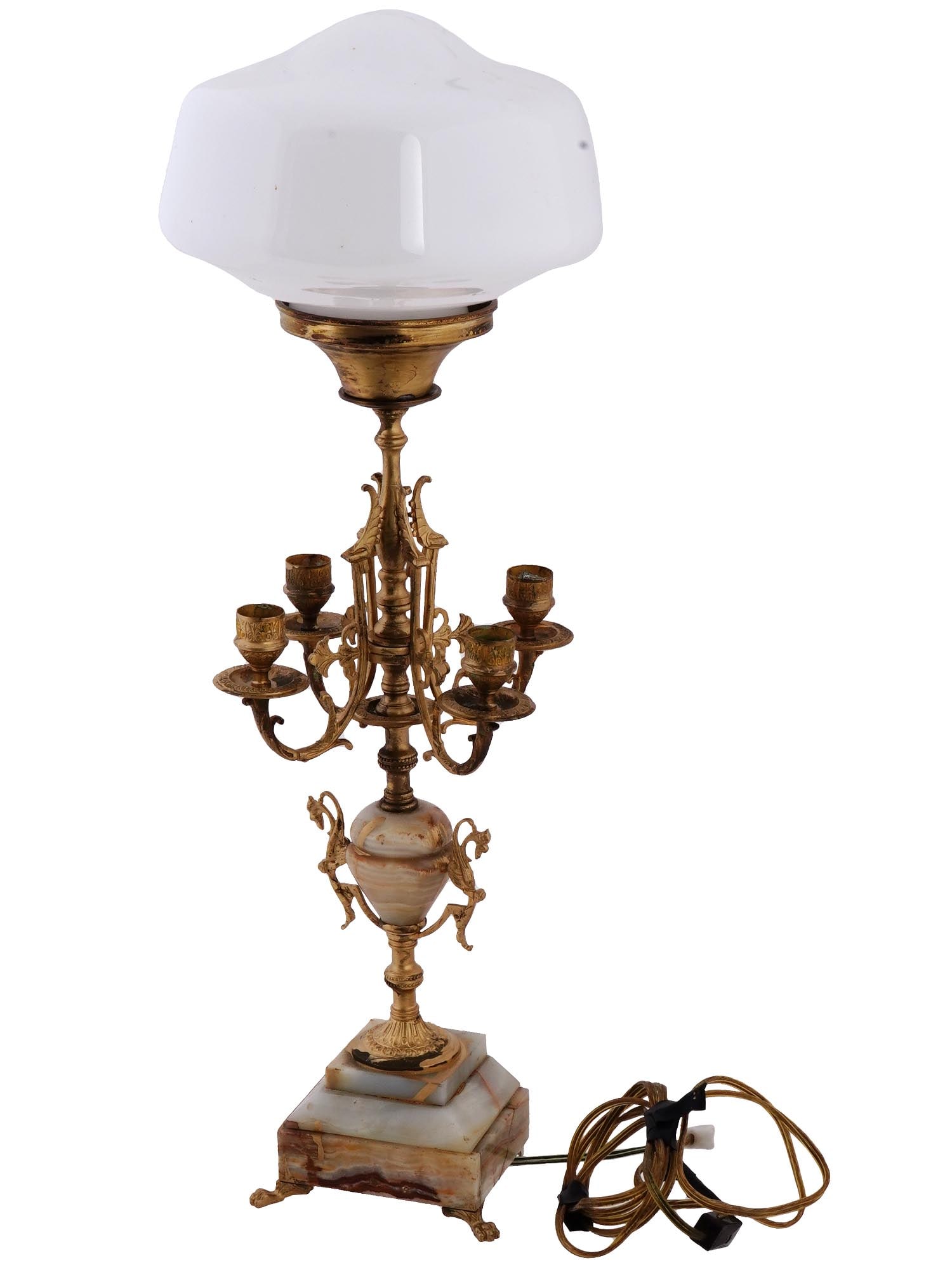 ANTIQUE FRENCH LOUIS XVI ONYX AND GILT BRONZE LAMP (1 of 12)