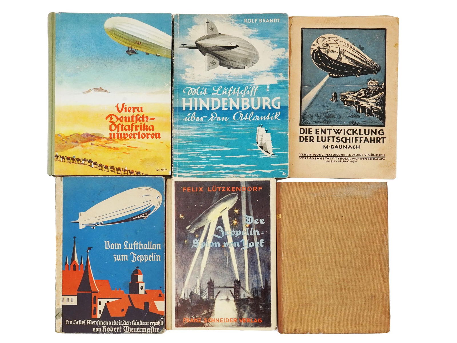 GROUP OF 6 ANTIQUE PRE-WWII GERMAN ZEPPELIN BOOKS (1 of 10)