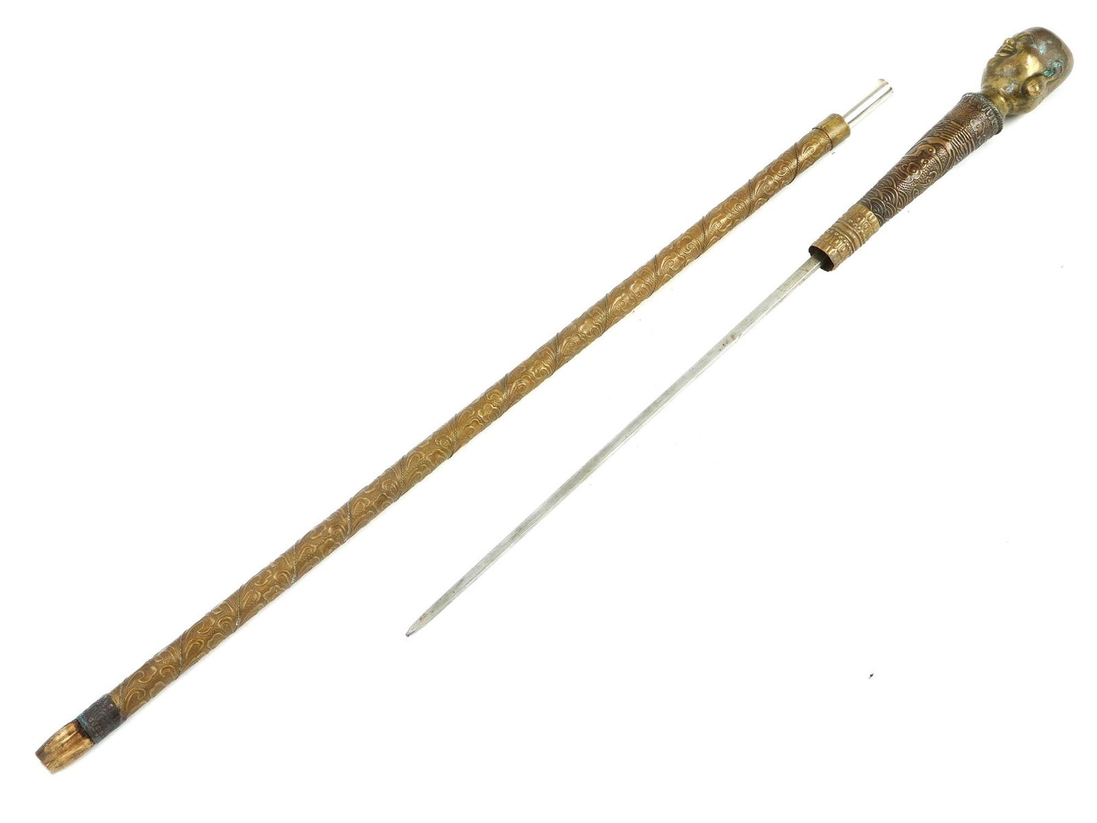 VINTAGE ORIENTAL LAUGHING BUDDHA SWORD CANE (1 of 6)