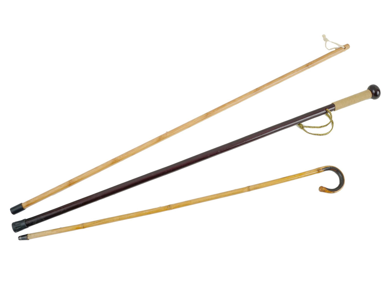 COLLECTION OF THREE HAND CARVED WOOD WALKING CANES (1 of 5)