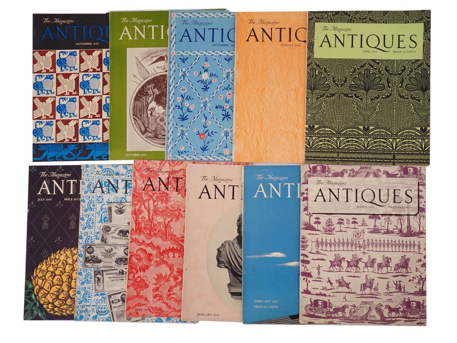 COLLECTION OF 1945 THE MAGAZINE ANTIQUES ISSUES (1 of 4)