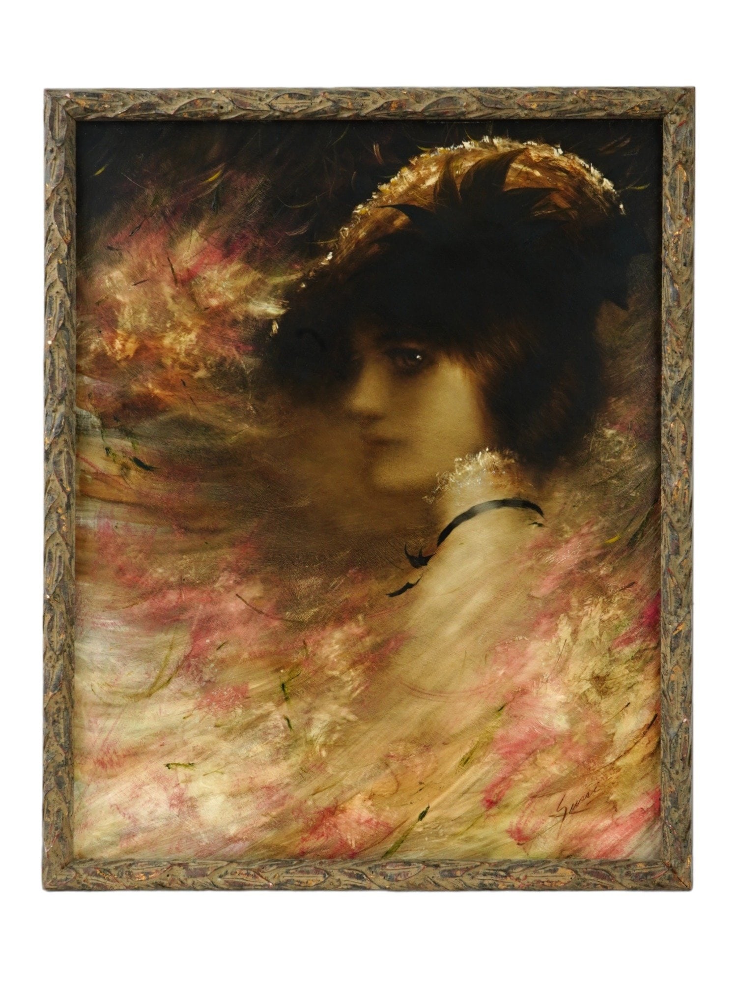 AMERICAN FEMALE PORTRAIT OIL PAINTING BY ALFRED SUSSI (1 of 6)