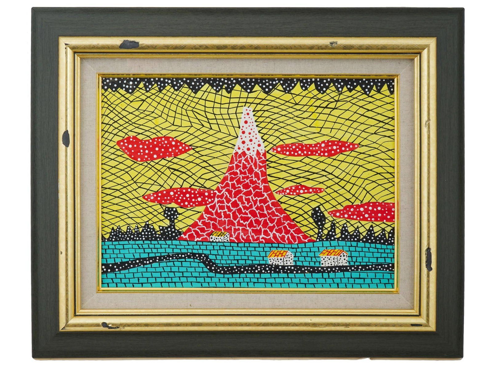 RED MT FUJI ACRYLIC PAINTING AFTER YAYOI KUSAMA (1 of 6)