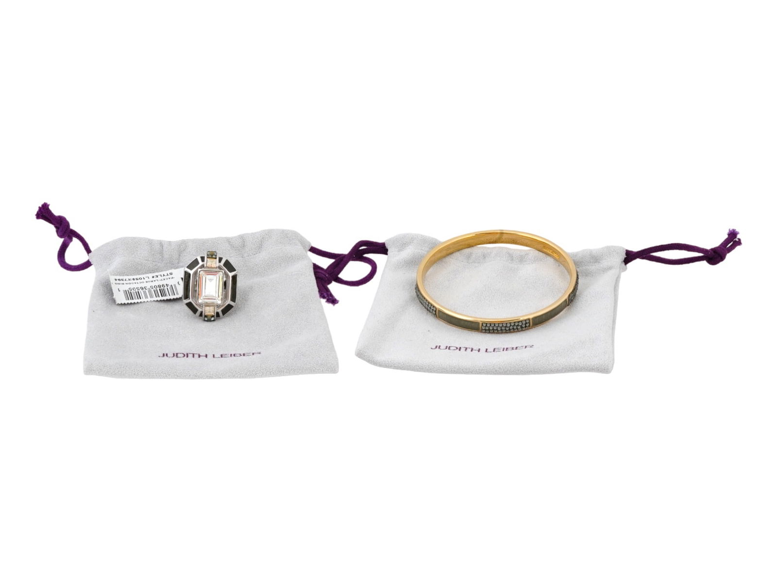 JUDITH LEIBER FACET RING AND SLIM BANGLE BRACELET IOB (1 of 7)