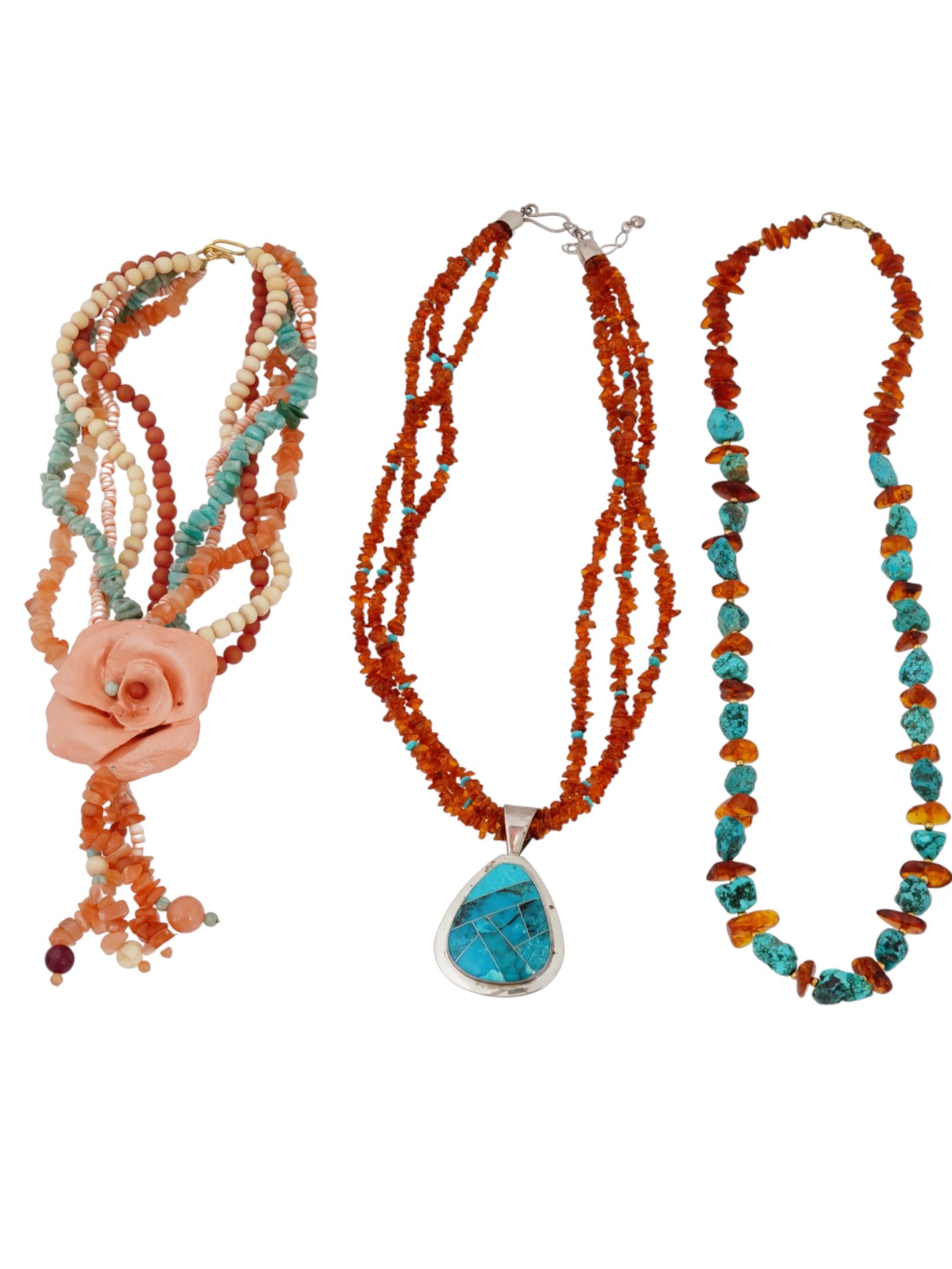 SOUTHWESTERN AMERICAN AMBER TURQUOISE NECKLACES (1 of 7)