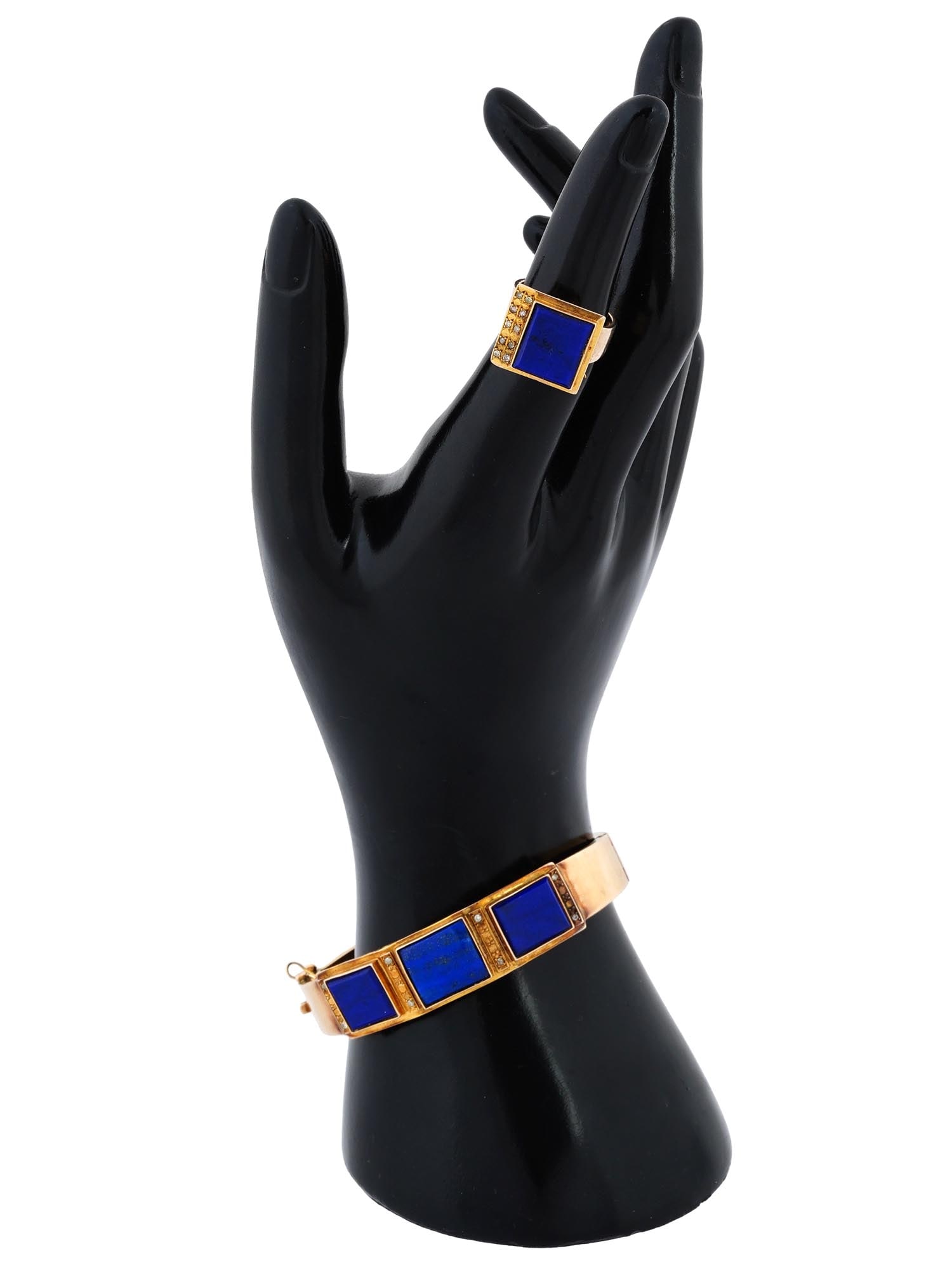 ITALIAN 18K GOLD LAPIS LAZULI DIAMOND JEWELRY SET (1 of 5)