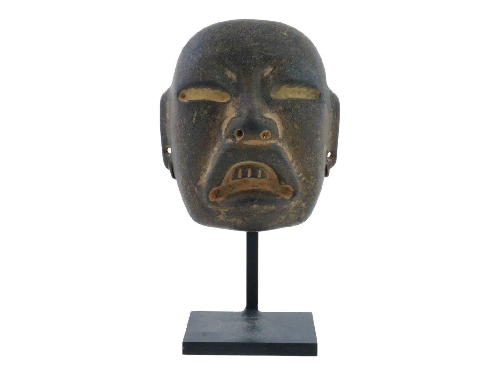 CARVED PRE COLUMBIAN MESOAMERICAN OLMEC HEAD (1 of 10)