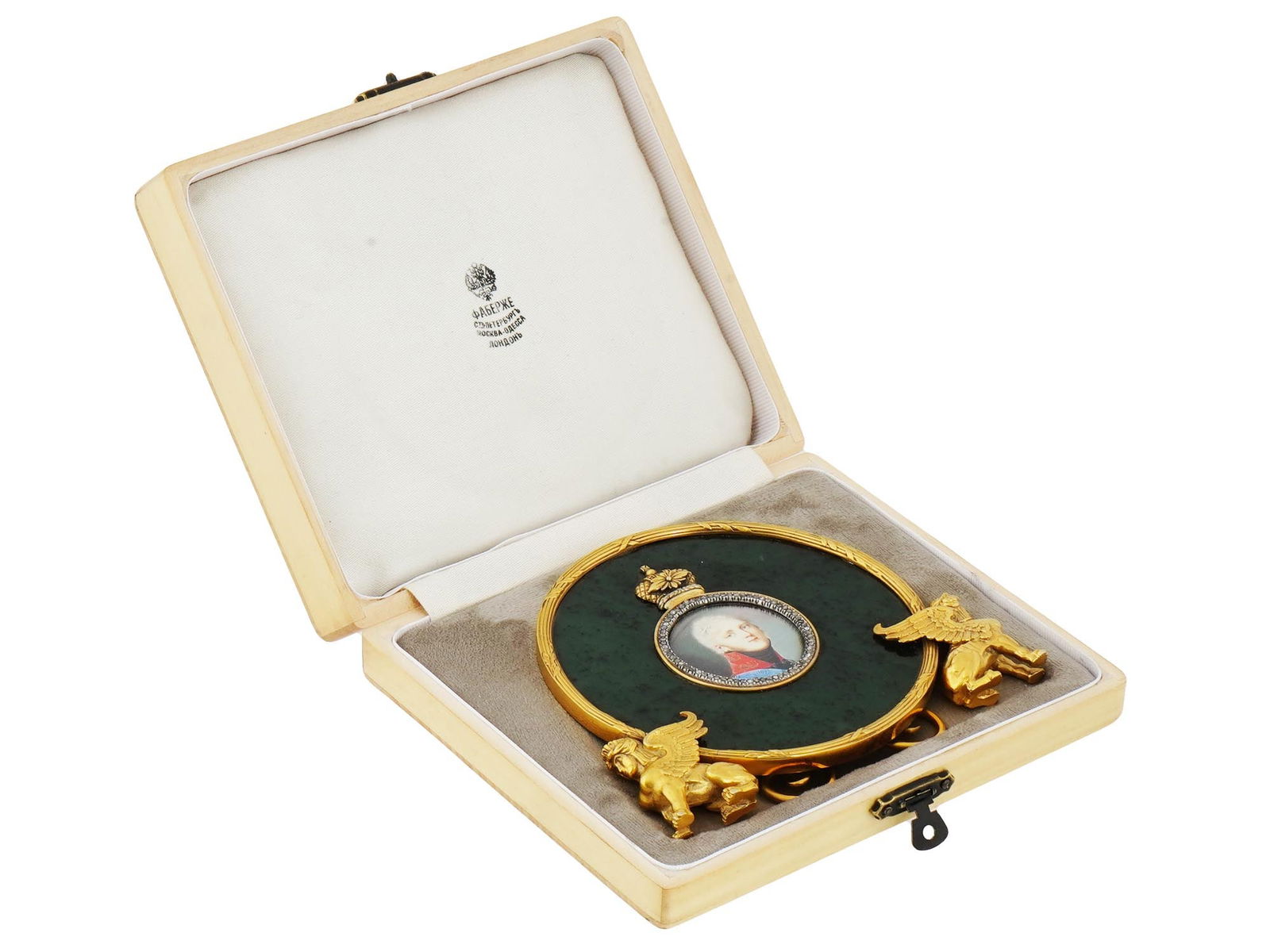 RUSSIAN GILT SILVER FRAME WITH JADE AND DIAMONDS (1 of 11)