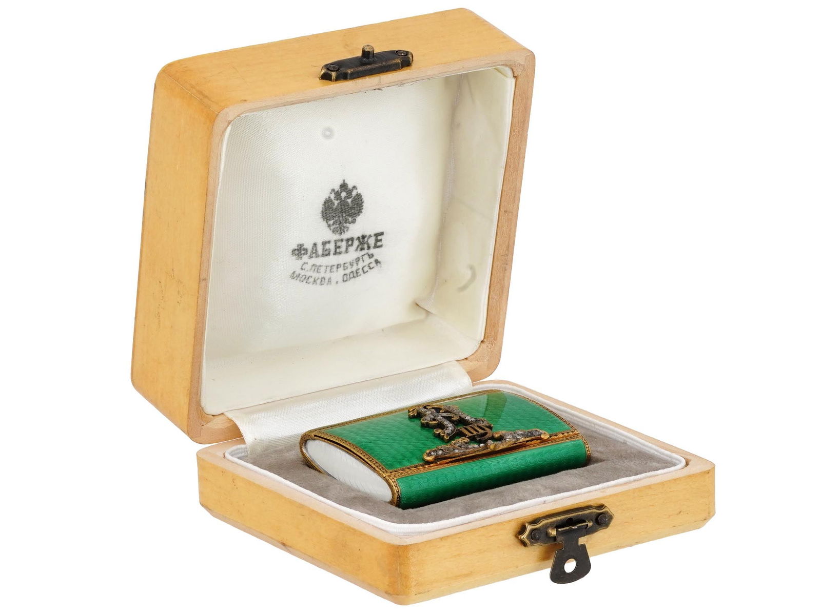 RUSSIAN SILVER GILT ENAMEL DIAMONDS SNUFF PILL BOX (1 of 10)