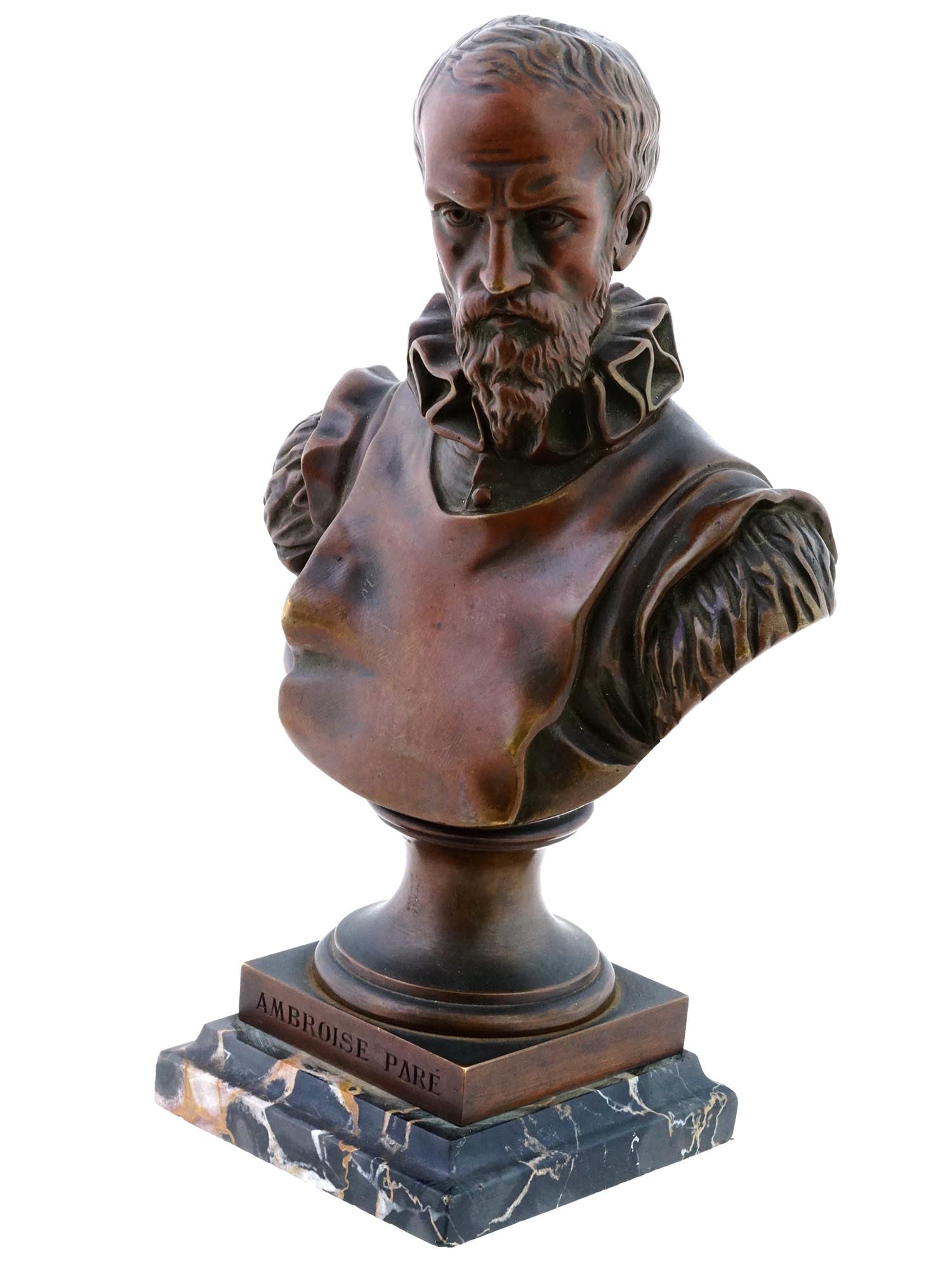 EMILE PINEDO ANTIQUE BRONZE BUST OF AMBROISE PARE (1 of 10)