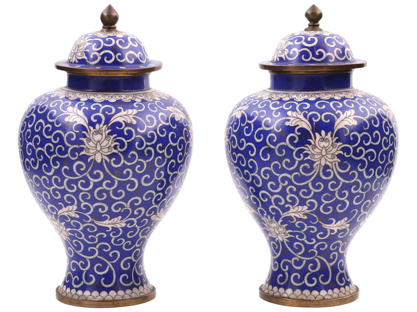 CHINESE BLUE AND WHITE CLOISONNE ENAMEL TEA JAR (1 of 5)