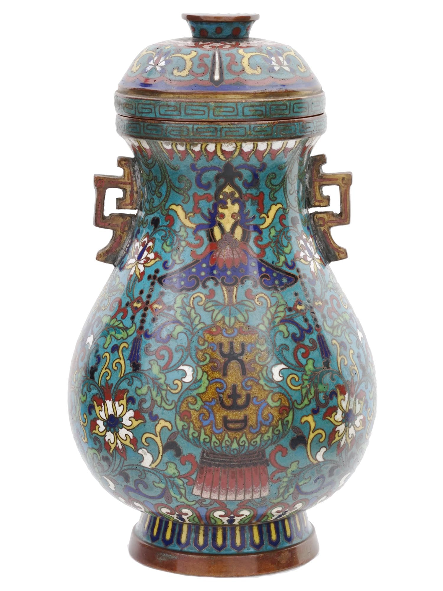 ANTIQUE CHINESE QING CLOISONNE ENAMEL LIDDED JAR (1 of 6)