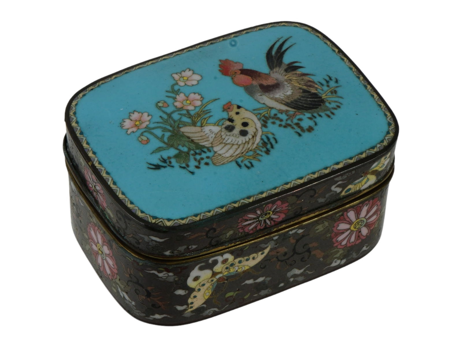 ANTIQUE JAPANESE MEIJI ERA CLOISONNE ENAMEL BOX (1 of 6)