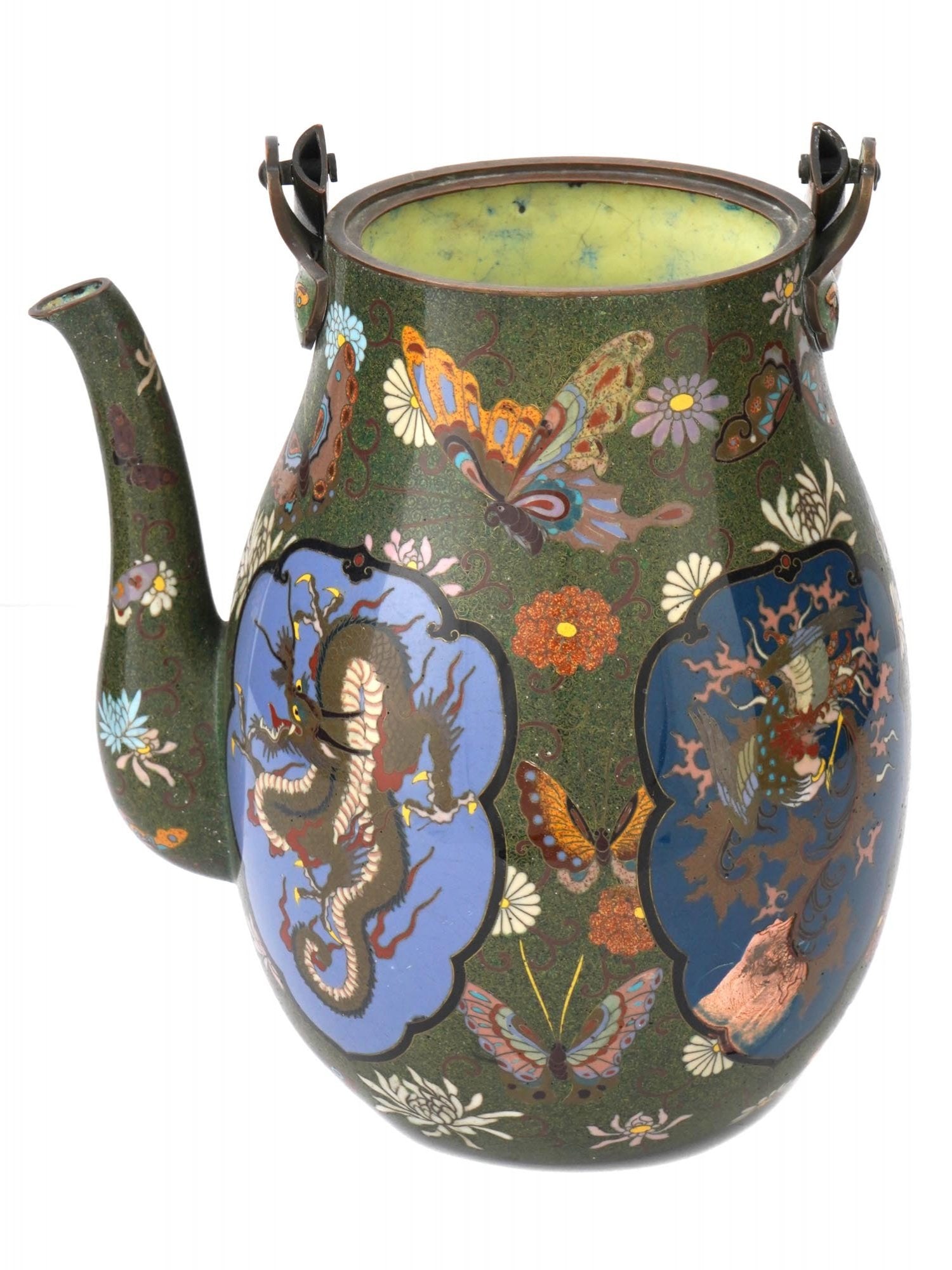 ANTIQUE JAPANESE MEIJI CLOISONNE ENAMEL DRAGON TEAPOT (1 of 12)