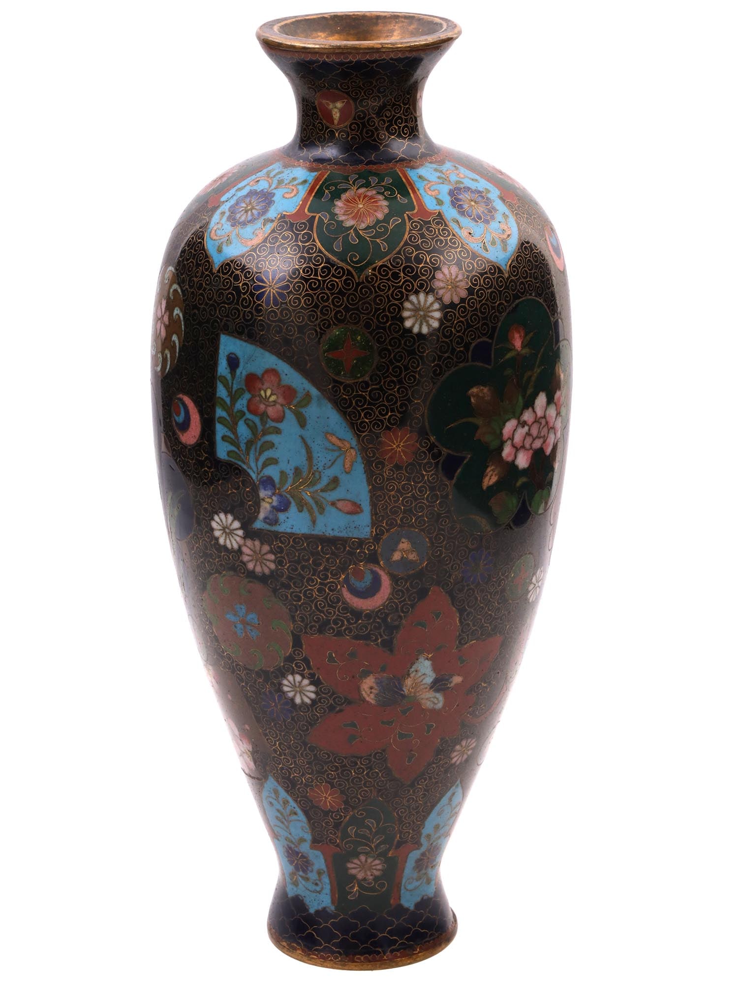 ANTIQUE JAPANESE MEIJI CLOISONNE ENAMEL FLOWER VASE (1 of 9)