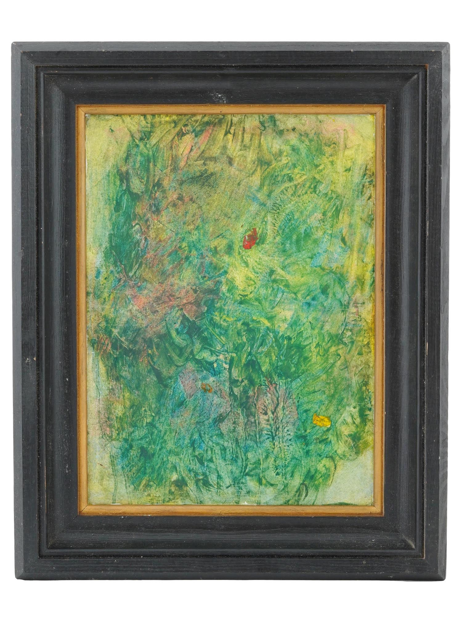 POLISH MIXED MEDIA PAINTING BY TADEUSZ BRZOZOWSKI: Tadeusz Brzozowski, Polish, Italian, 1918 to 1987, mixed media painting on cardboard panel, Heaven, 1969. Framed. Signed, titled in Polish, dated, and inscribed, on the backside. Tadeusz Brzozowski is