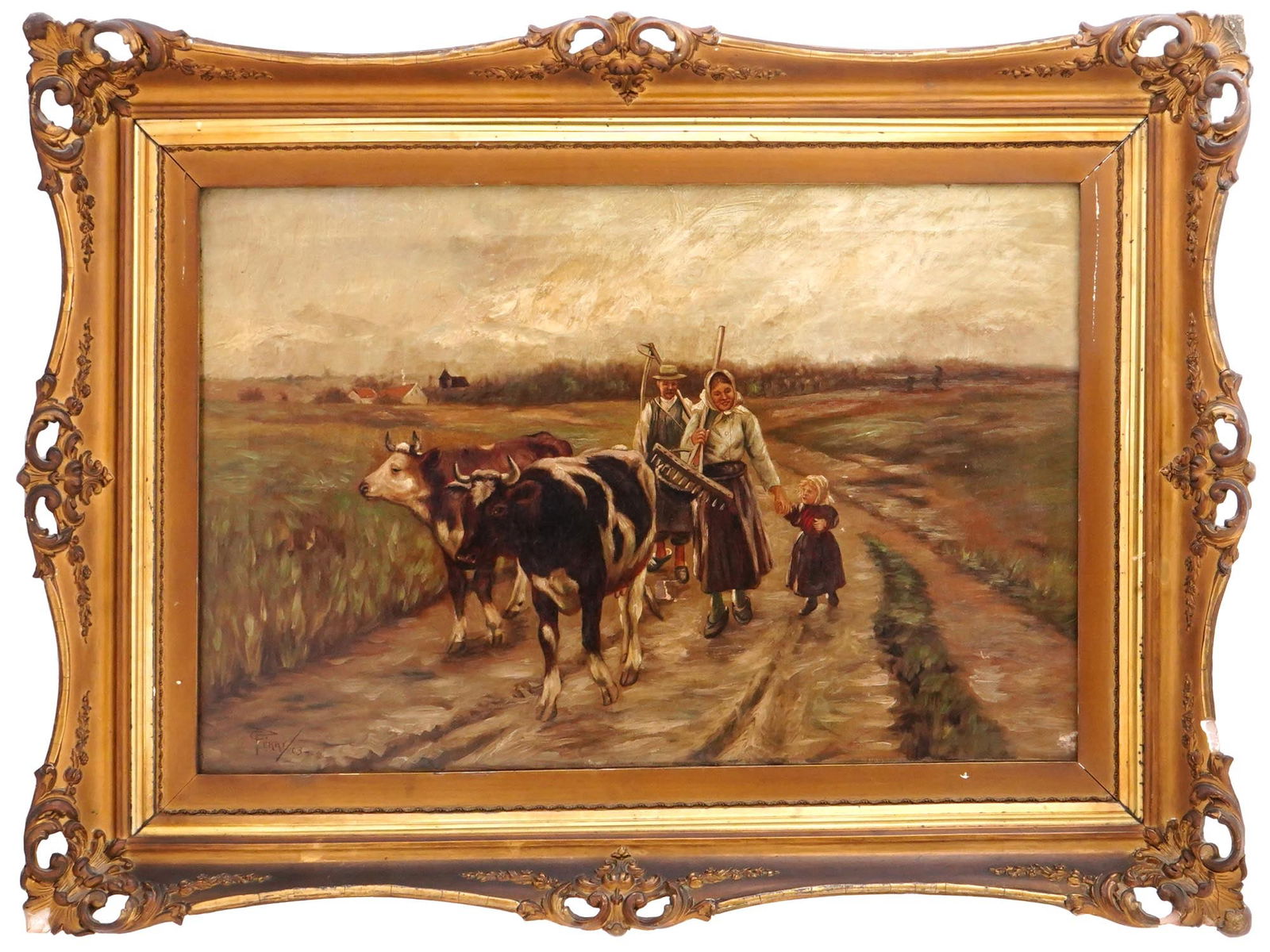 AMERICAN PASTORAL LANDSCAPE PAINTING BY C. PERRY (1 of 6)