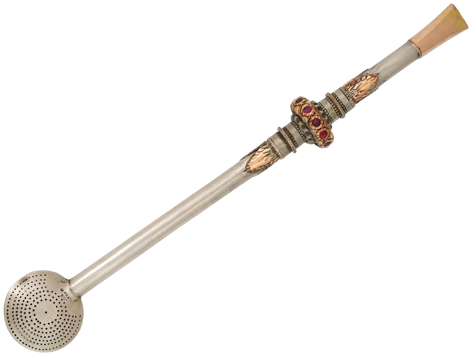 MID CENT PERUVIAN GILT SILVER MATE BOMBILLA STRAW (1 of 5)