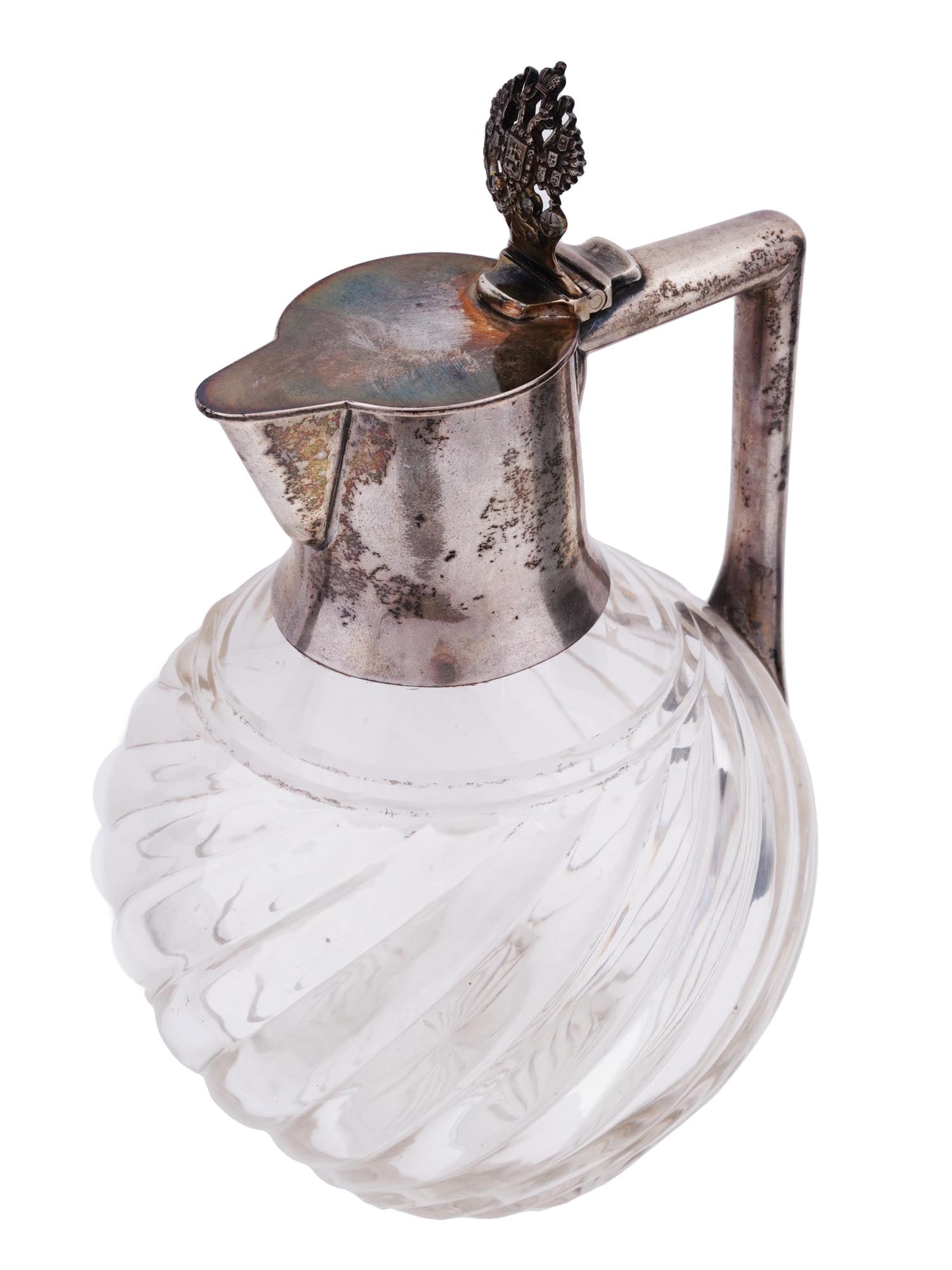 ANTIQUE RUSSIAN 84 SILVER AND CUT GLASS MILK JUG (1 of 9)