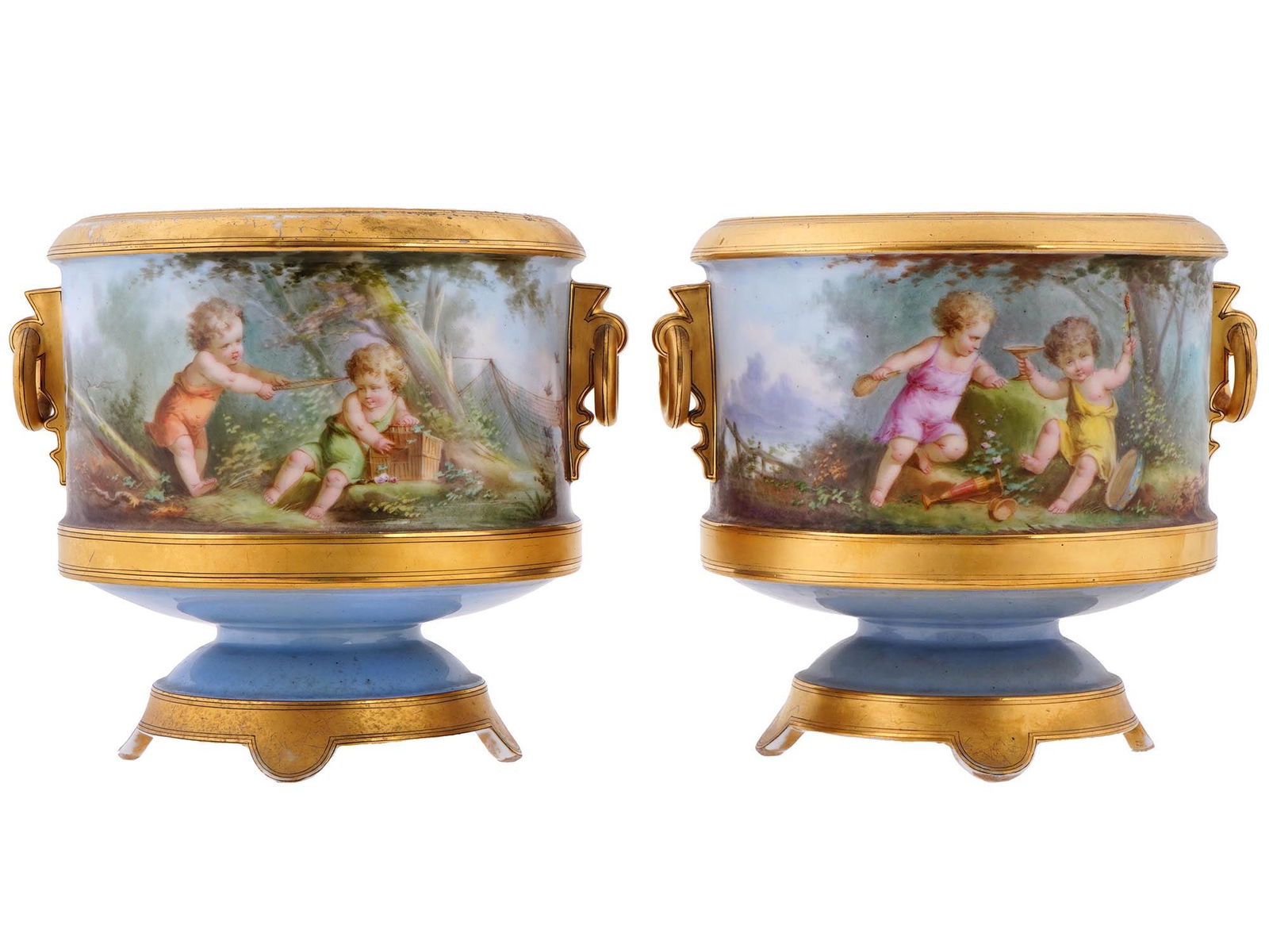 PAIR OF ANTIQUE 19TH C FRENCH PORCELAIN URNS (1 of 12)