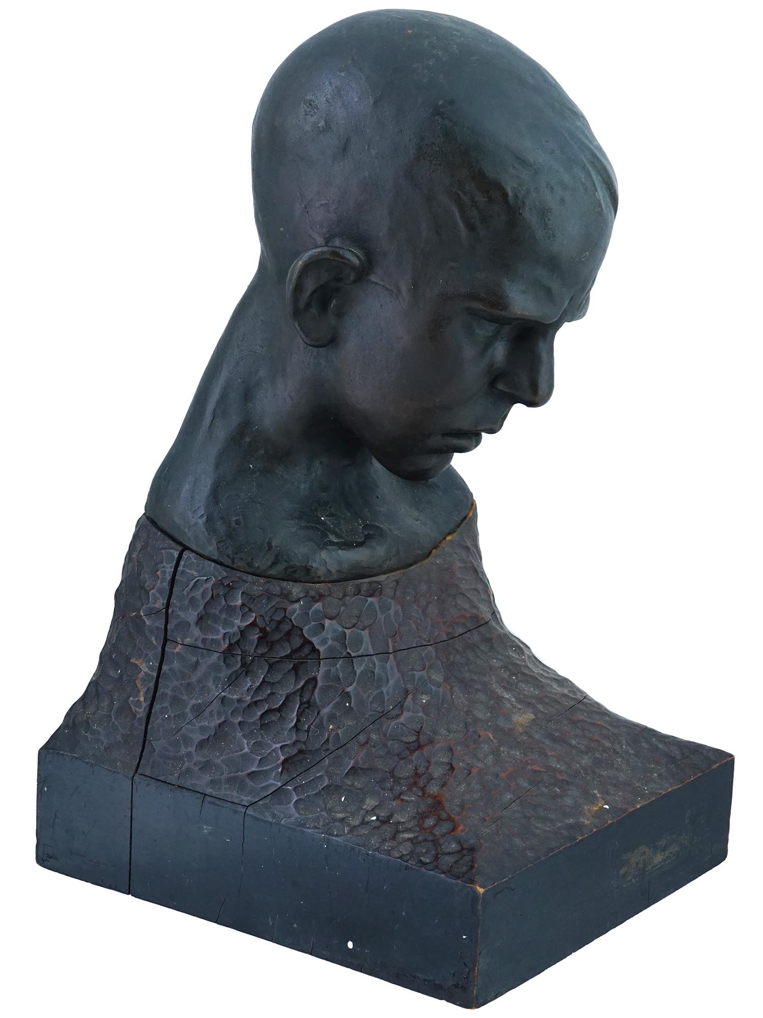 BRONZE AND WOOD MALE BUST BY GUILLERMO GIANNINAZZI (1 of 9)