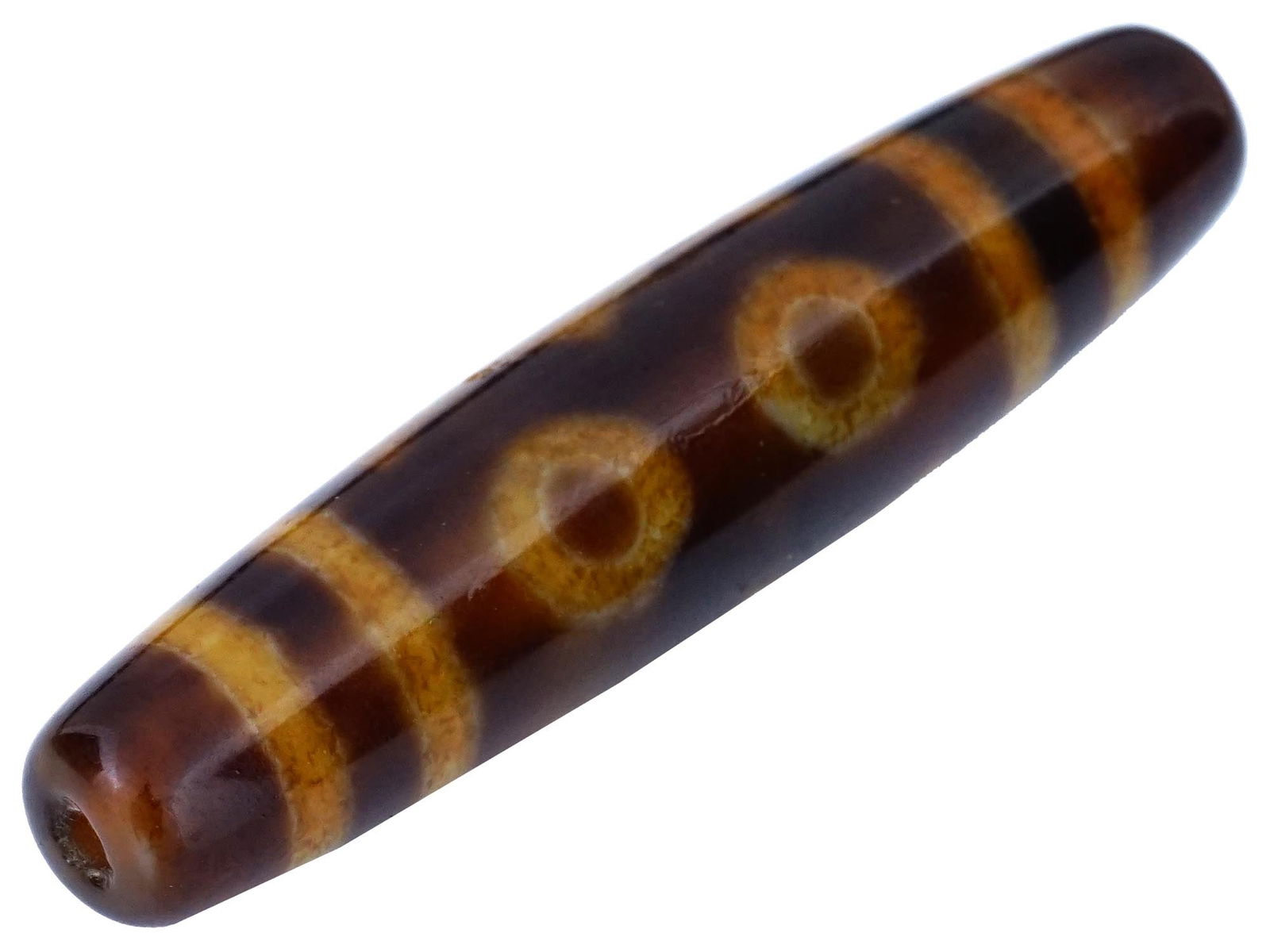 ANCIENT TIBETAN DOUBLE LONGEVITY MOTIF DZI AGATE BEAD (1 of 3)