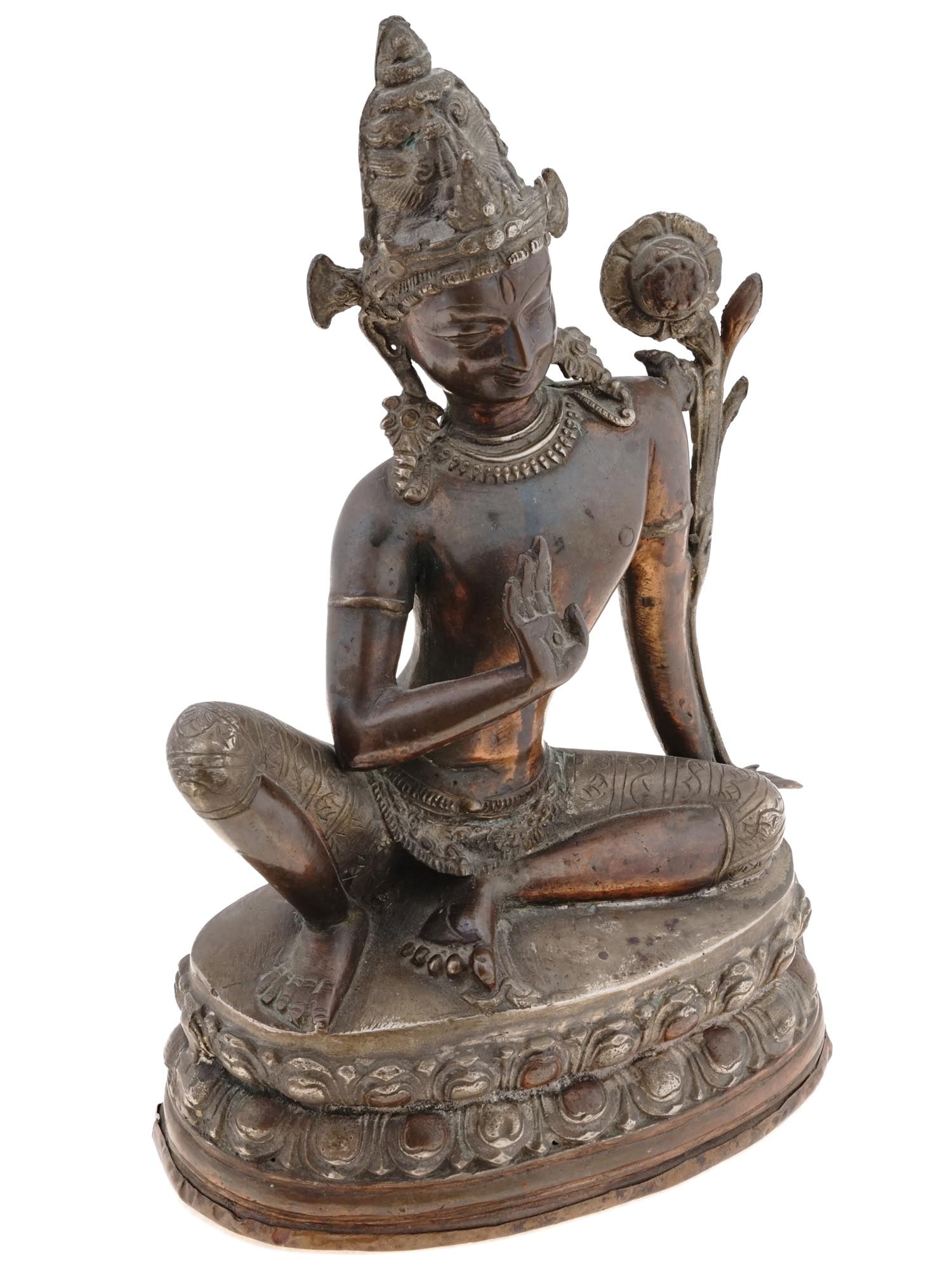 ANTIQUE NEPALESE COPPER AND BRASS FIGURE OF INDRA (1 of 7)