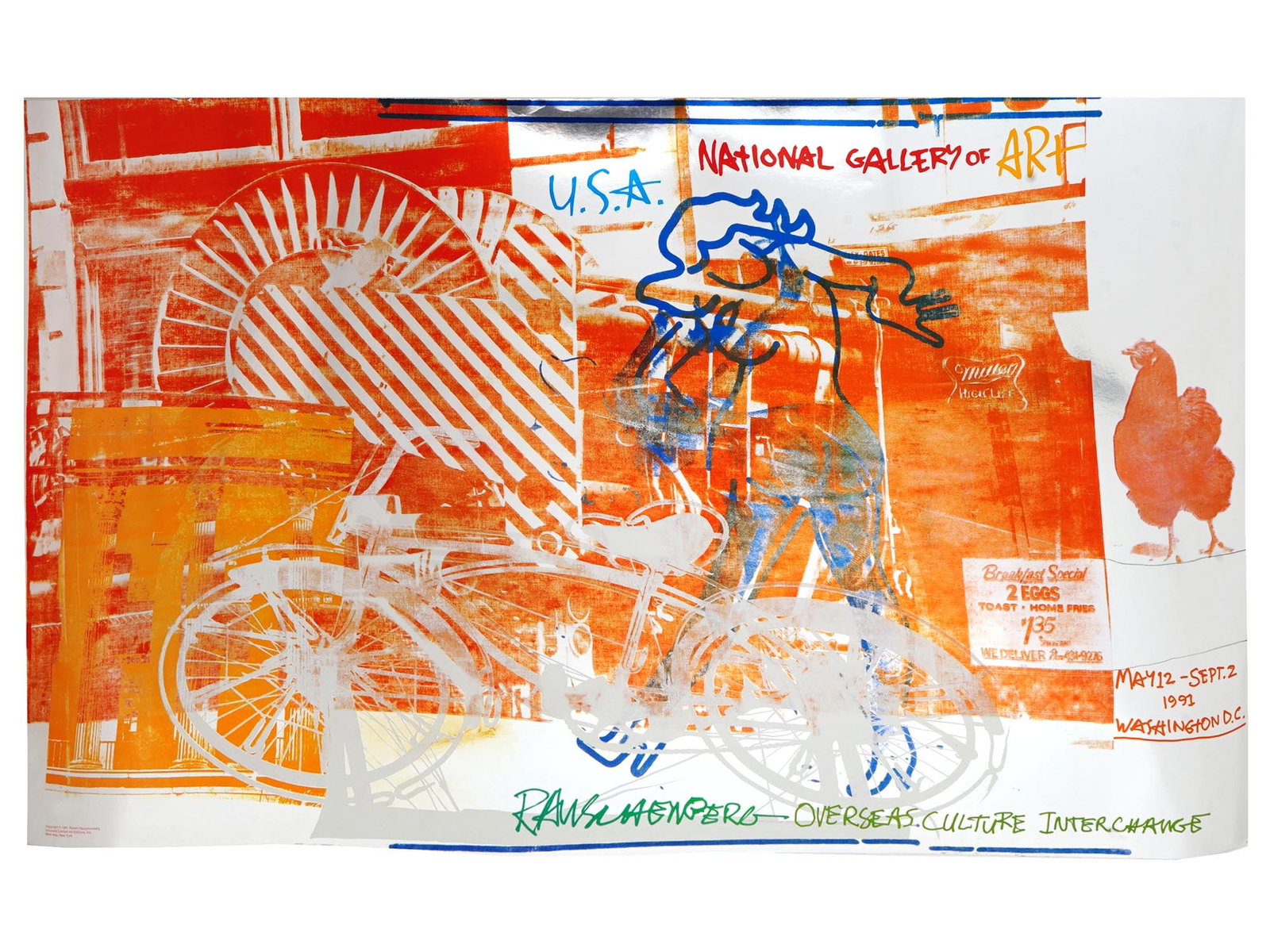 1991 ROBERT RAUSCHENBERG EXHIBITION FOIL POSTER (1 of 5)