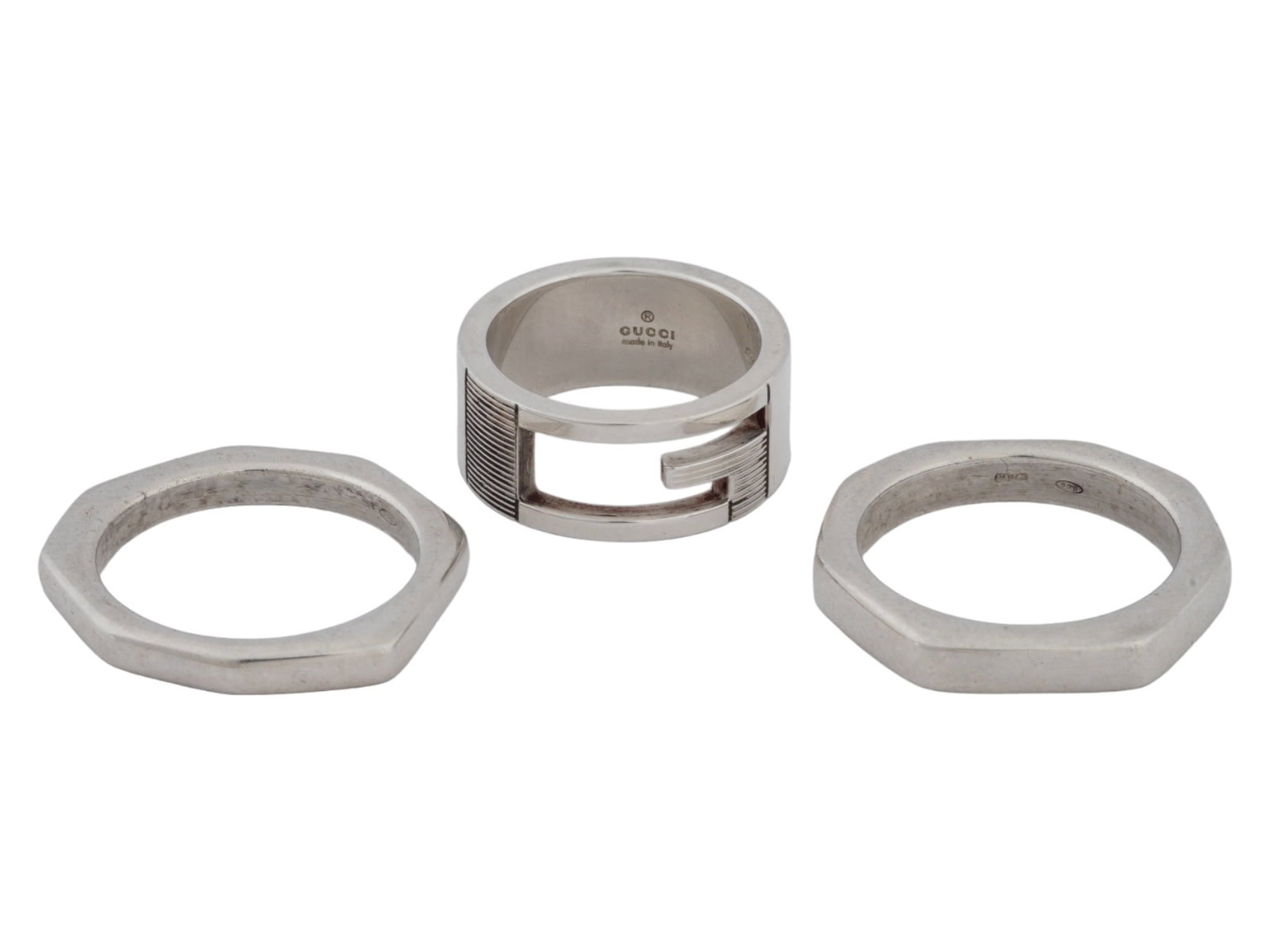 COLLECTION OF GUCCI FASHION STERLING SILVER RINGS (1 of 7)