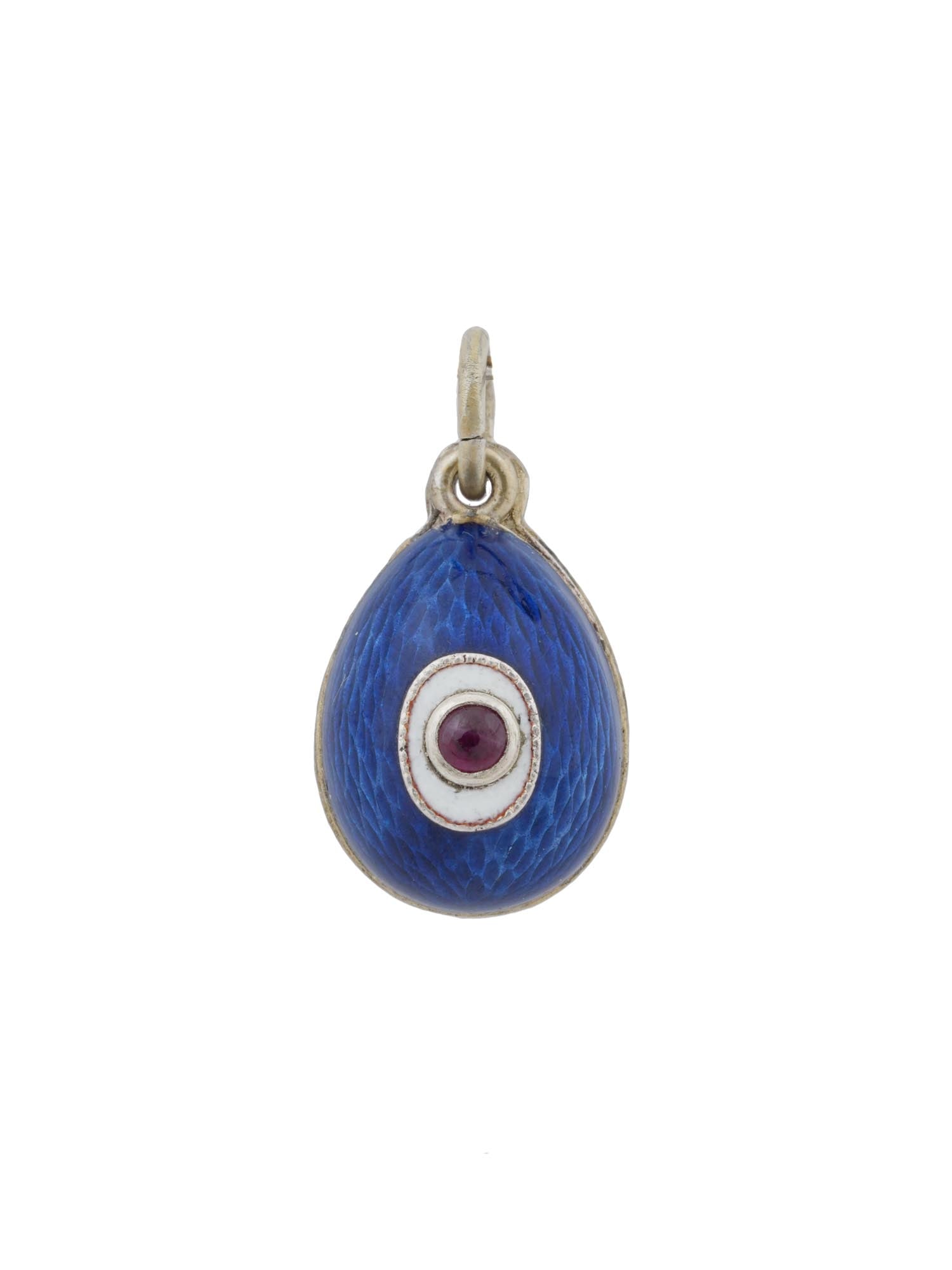 RUSSIAN 88 SILVER AND ENAMEL GEMSTONE EGG PENDANT (1 of 5)