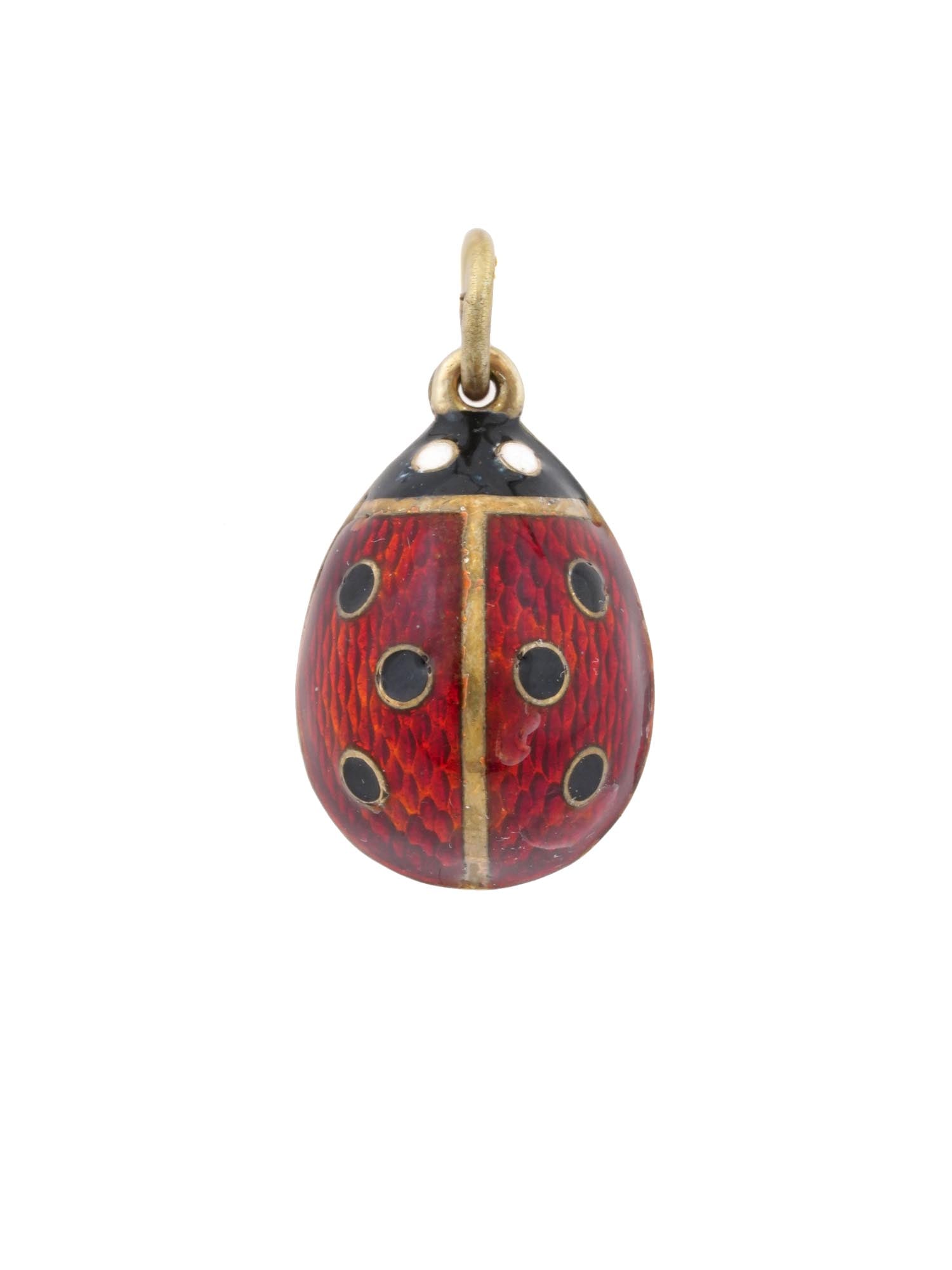 RUSSIAN GILT SILVER ENAMEL LADYBUG EGG PENDANT (1 of 4)
