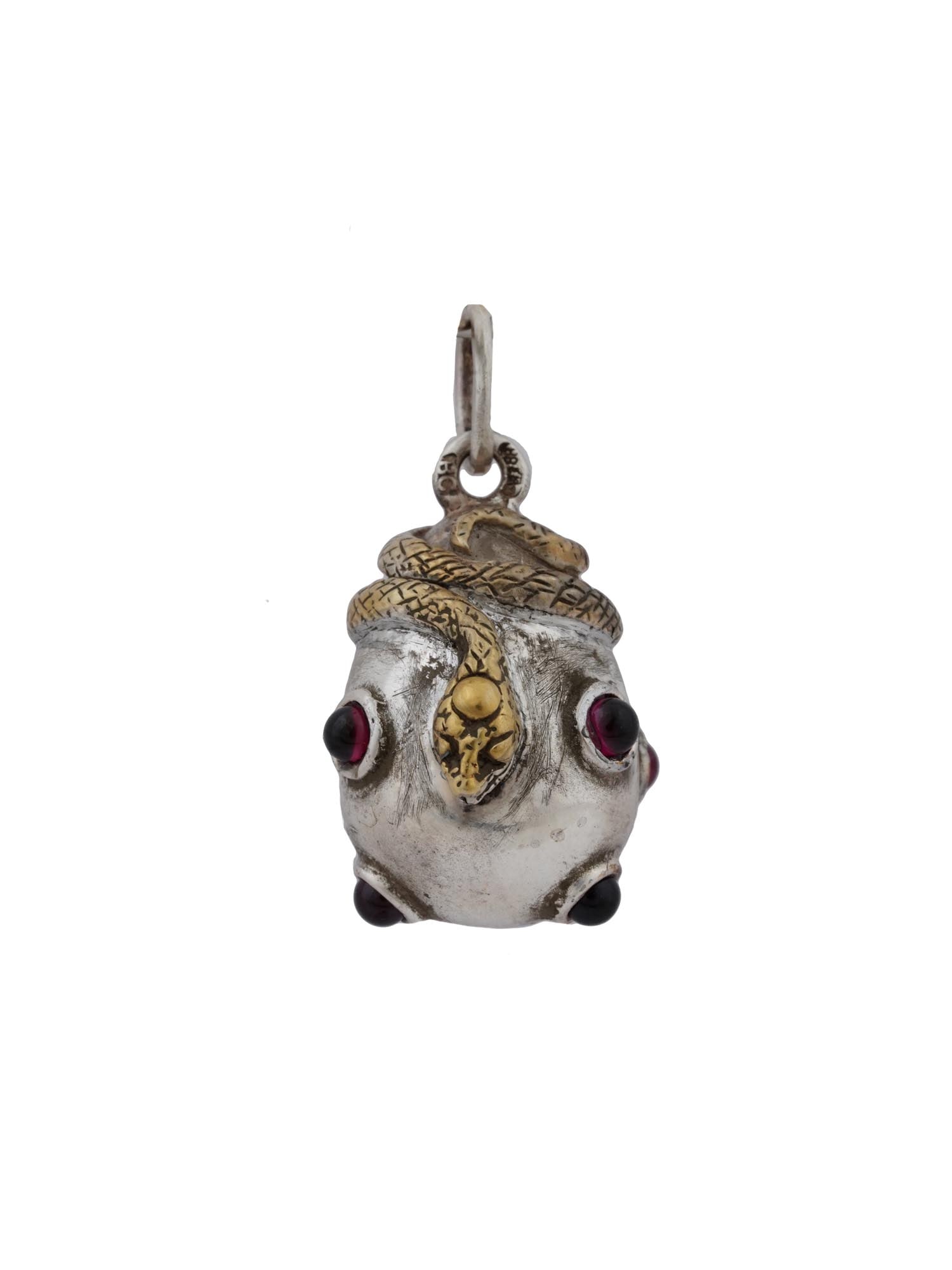RUSSIAN 88 GILT SILVER RUBY FIGURAL SNAKE EGG PENDANT (1 of 6)